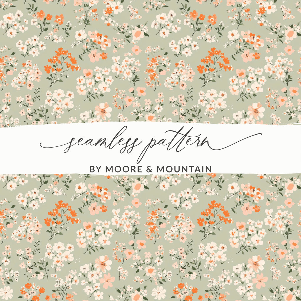 Sage Green Seamless Floral Pattern Digital - Moore and Mountain