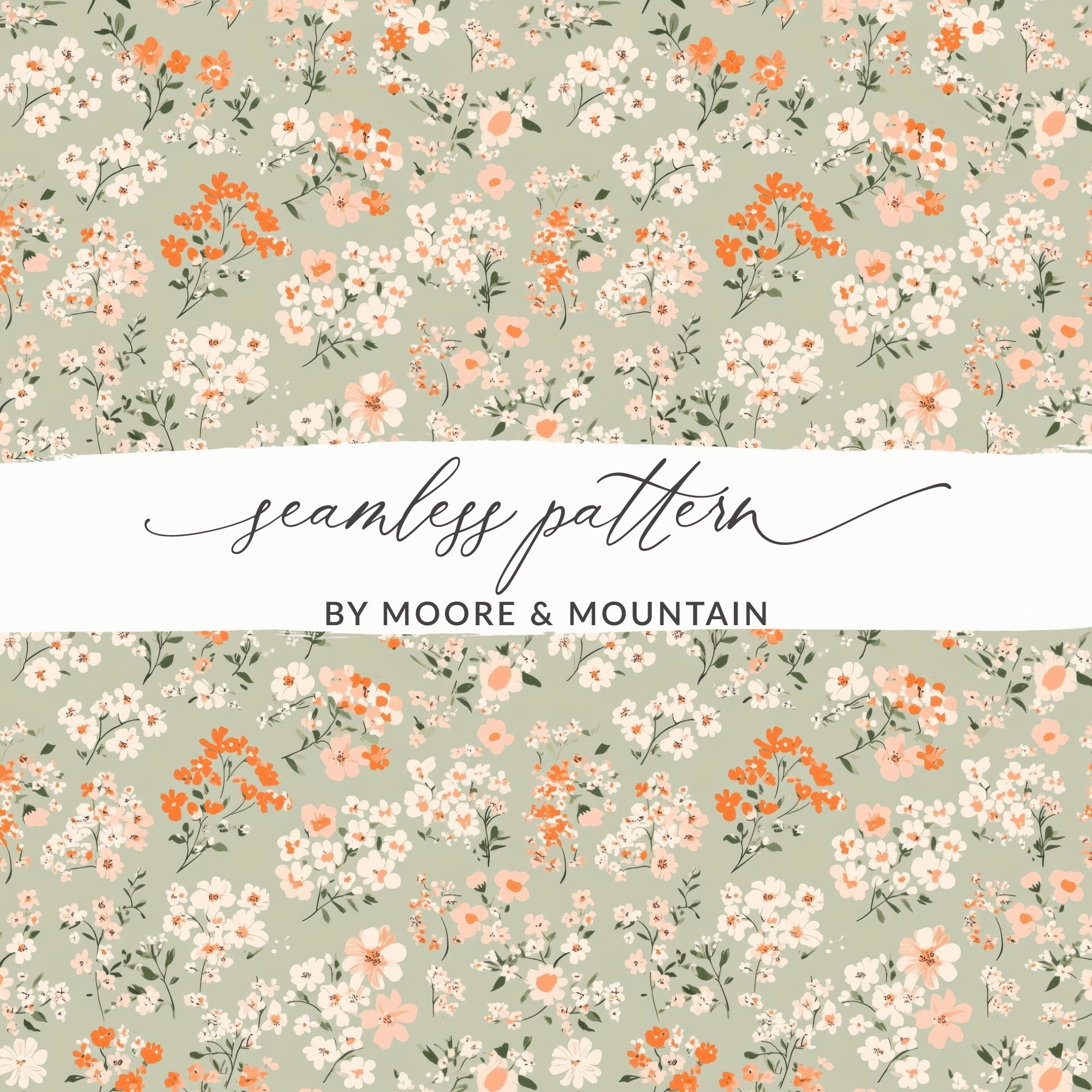 Sage Green Seamless Floral Pattern Digital - Moore and Mountain