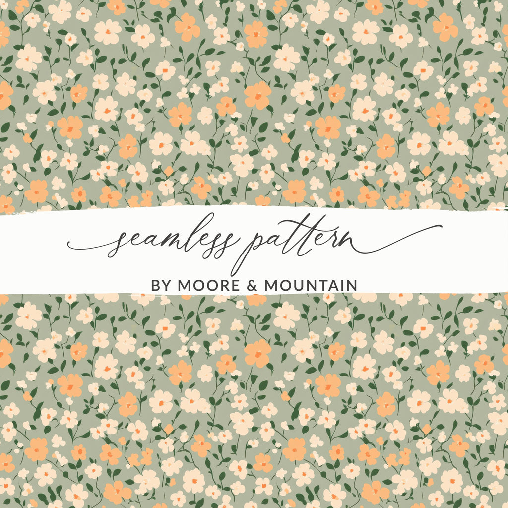 Sage Green Seamless Floral Pattern Digital - Moore and Mountain