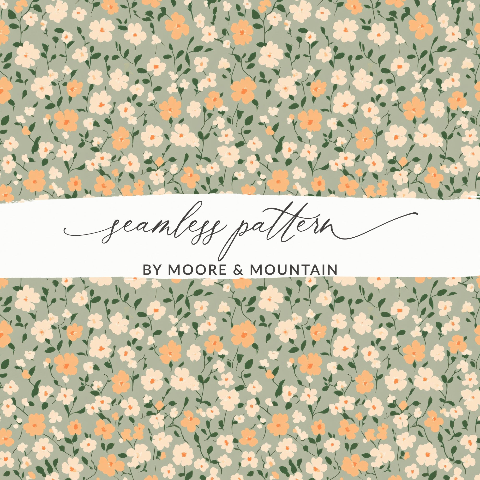 Sage Green Seamless Floral Pattern Digital - Moore and Mountain