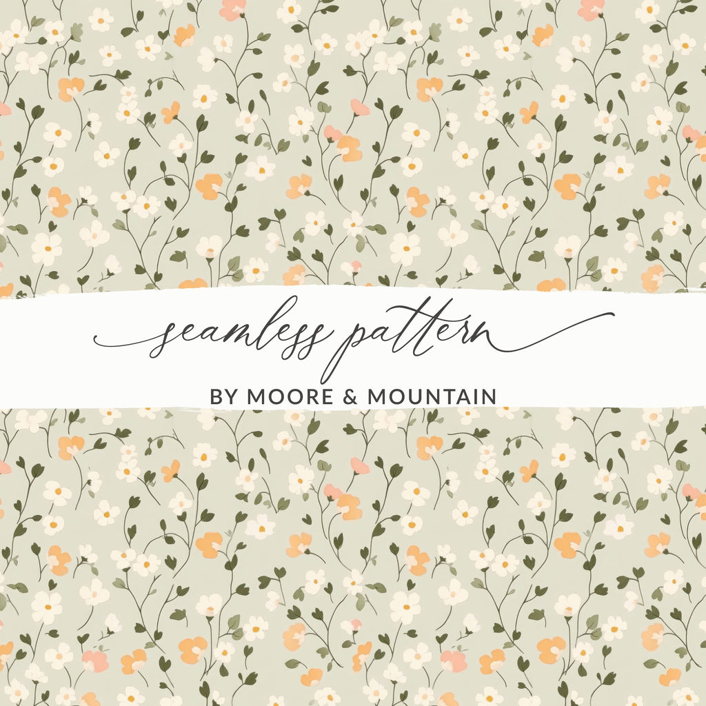 Sage Green Seamless Floral Pattern Digital - Moore and Mountain
