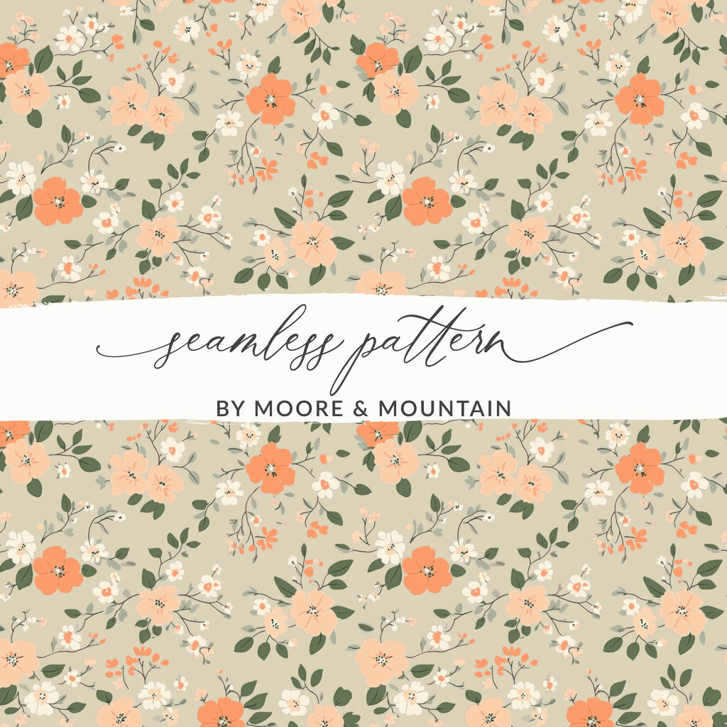 Sage Green Seamless Floral Pattern Digital - Moore and Mountain