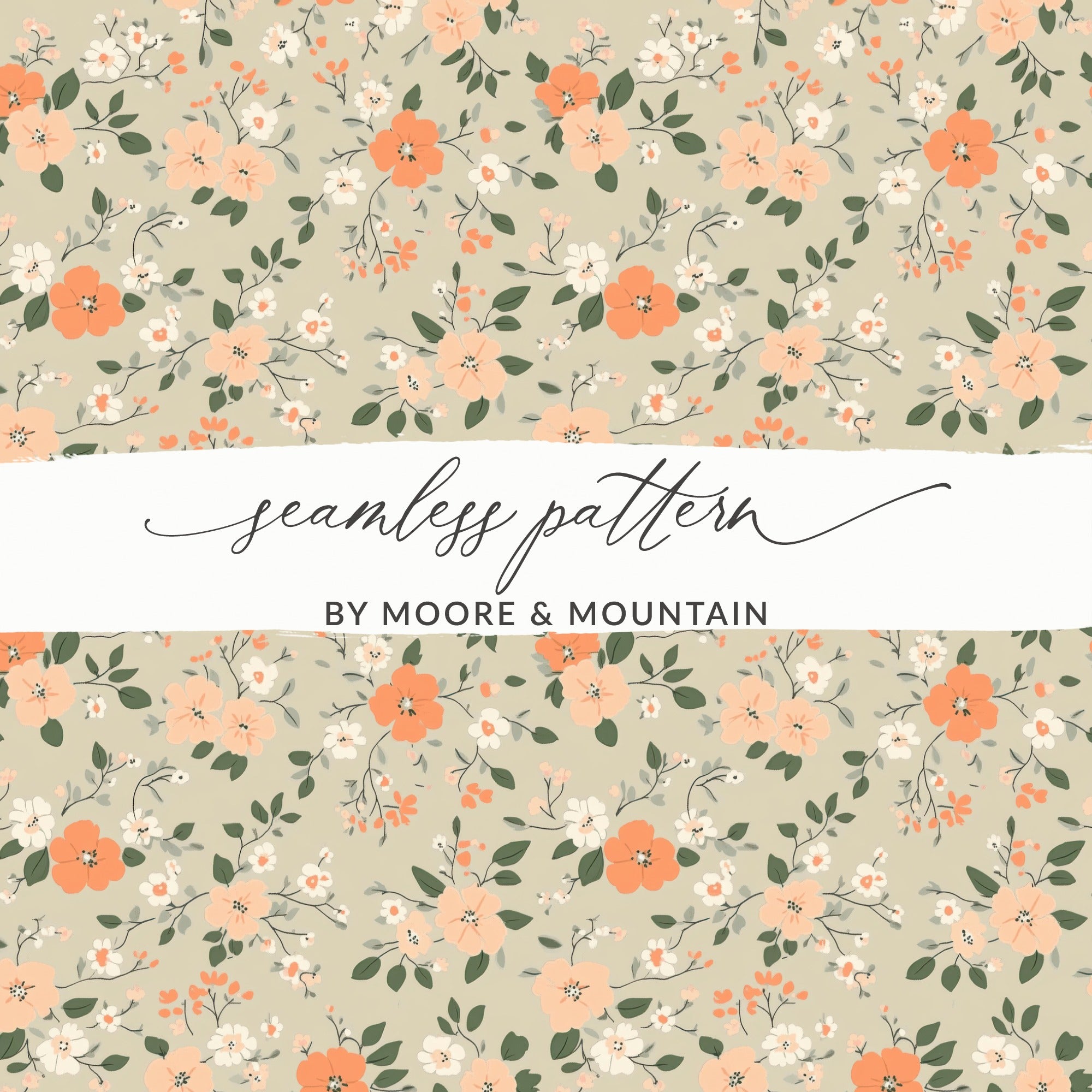 Sage Green Seamless Floral Pattern Digital - Moore and Mountain