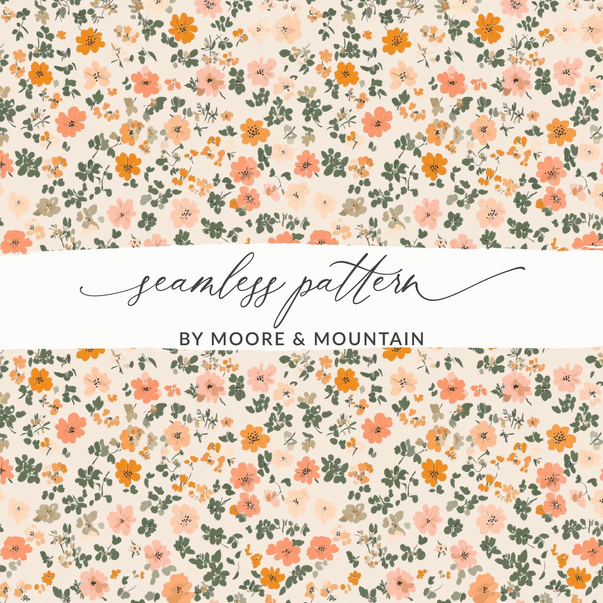 Sage Green Seamless Floral Pattern Ditsy Flower Background - Moore and Mountain