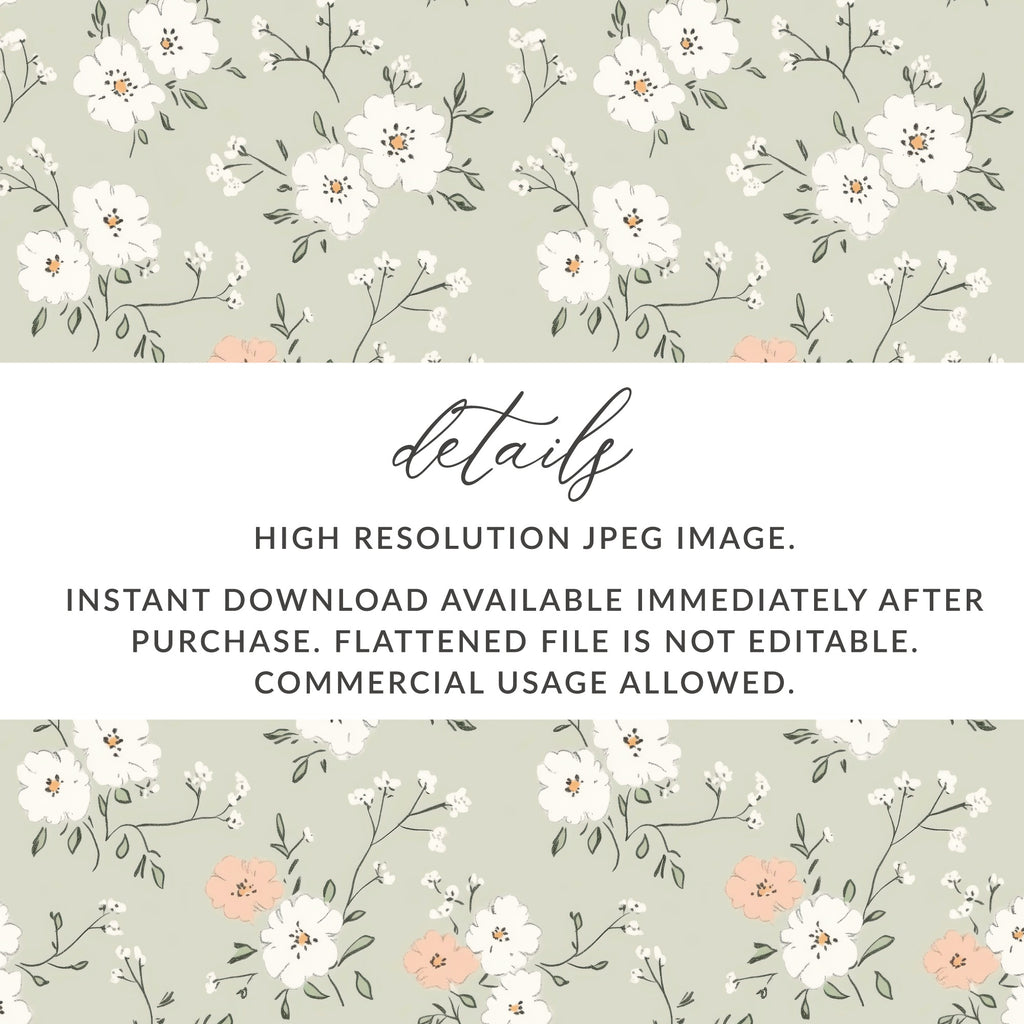 Sage Green Seamless Floral Pattern for Crafting Projects - Moore and Mountain