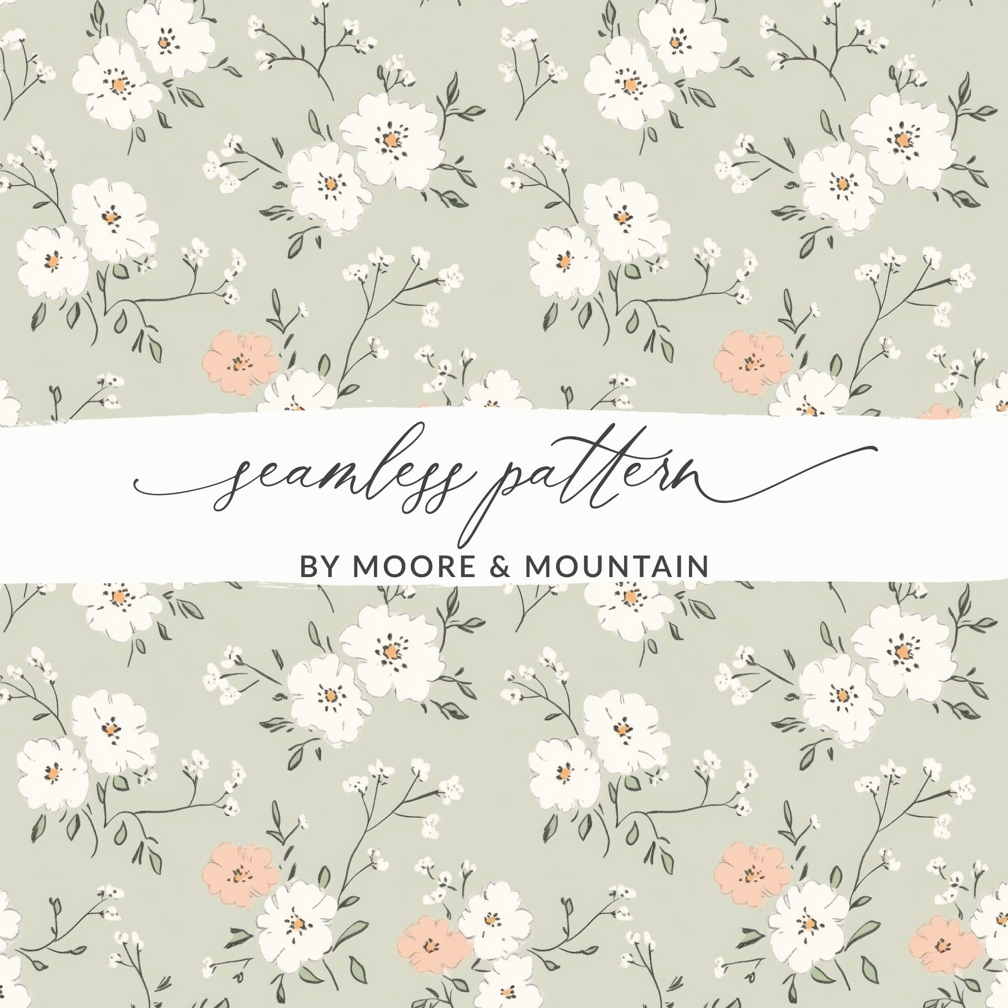 Sage Green Seamless Floral Pattern for Crafting Projects - Moore and Mountain
