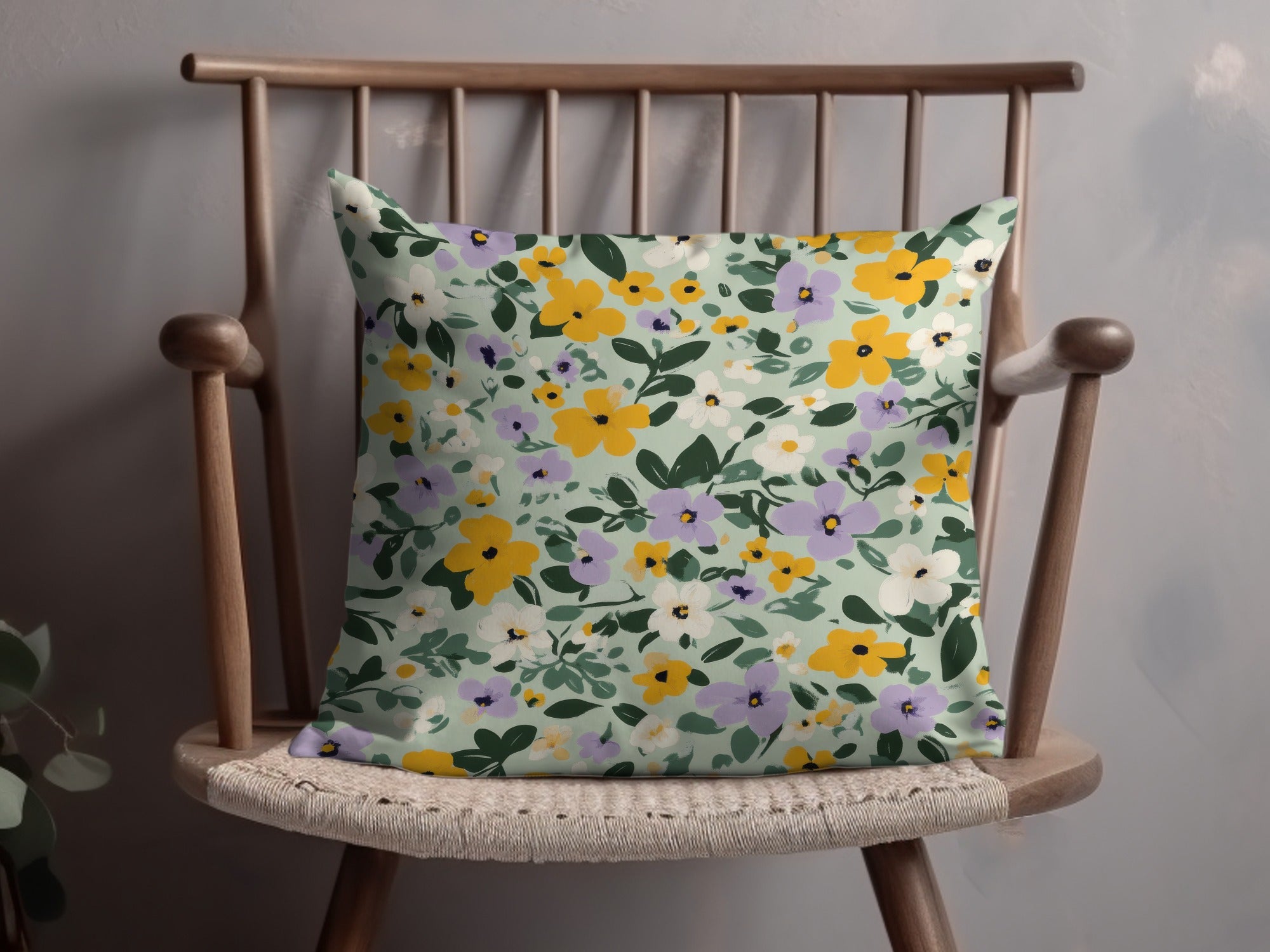 Vibrant Floral Print Decorative Pillow for Home Decor