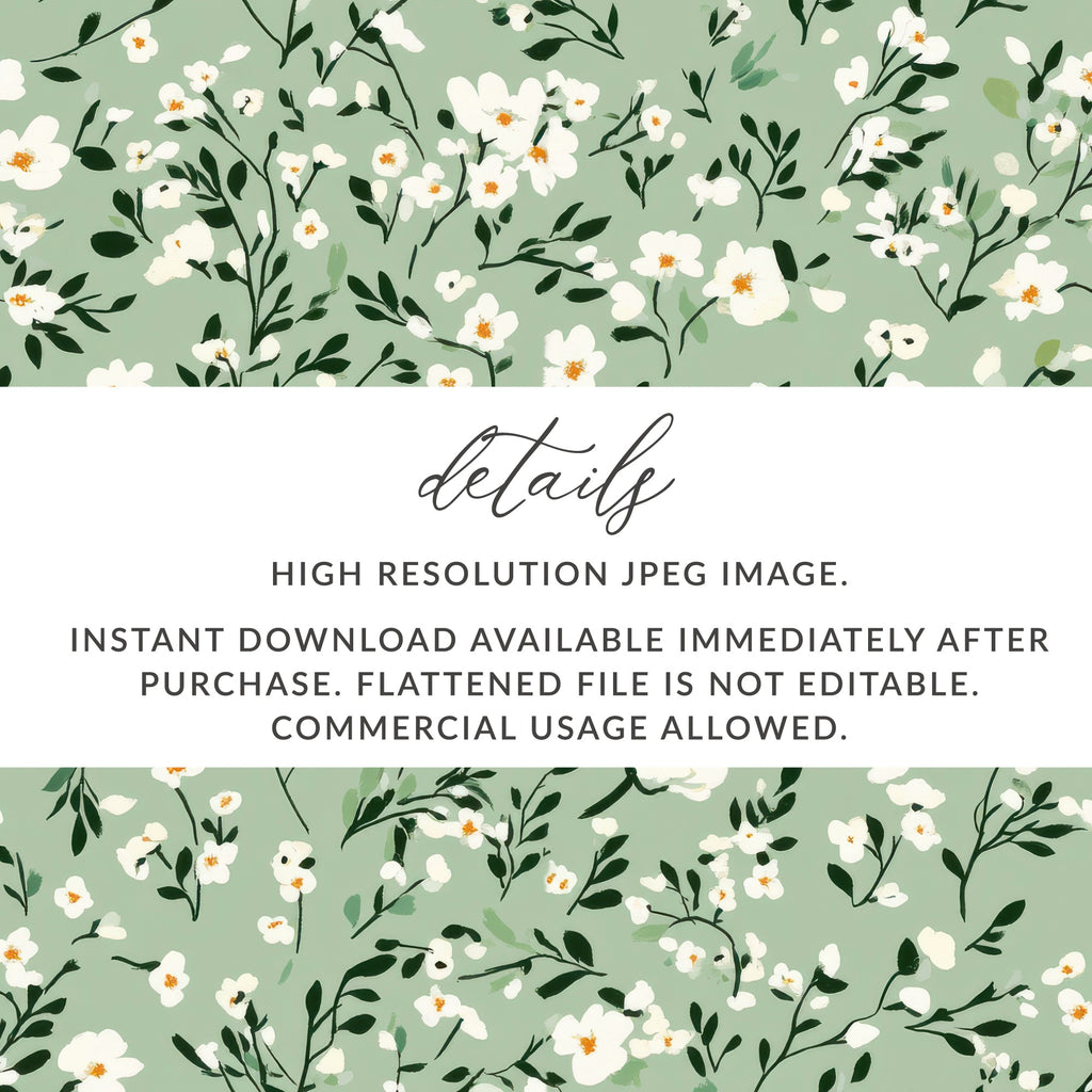 Floral Pattern Green and White High Resolution JPEG