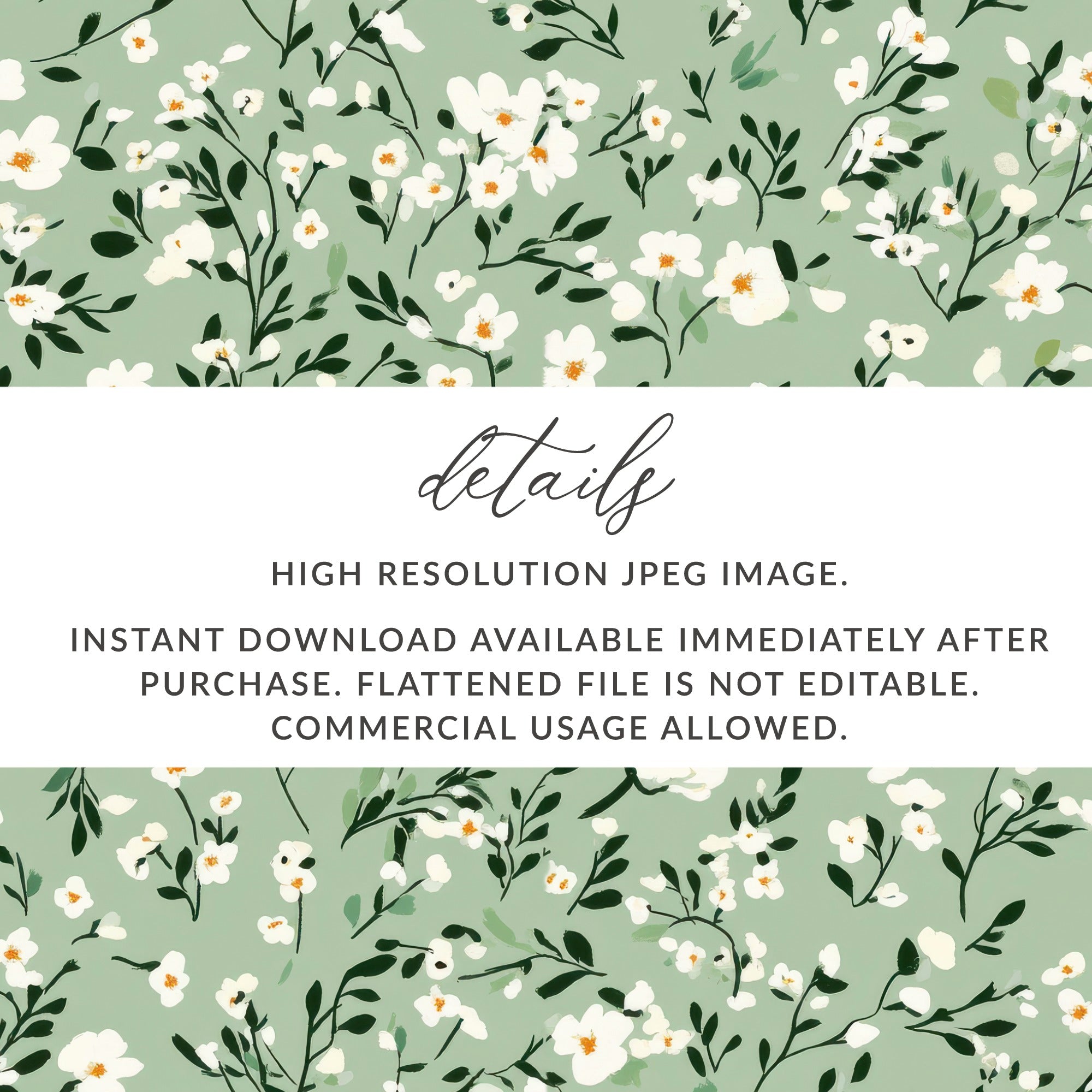 Floral Pattern Green and White High Resolution JPEG