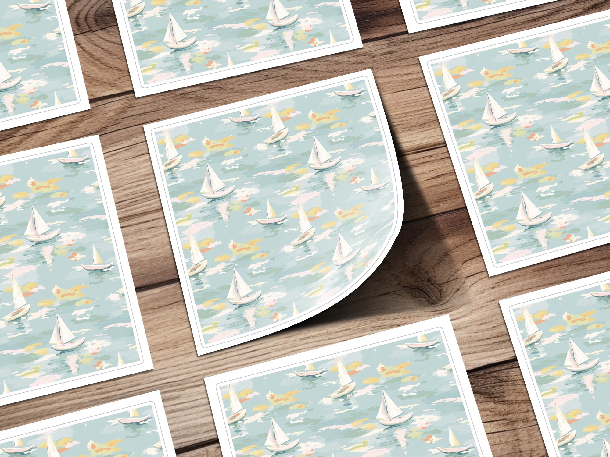 Sailboat Seamless Pattern, Digital Paper, Nautical Theme, Pastel Colors, Summer Vibes, Scrapbooking, Fabric Design, Digital Download - Moore and Mountain
