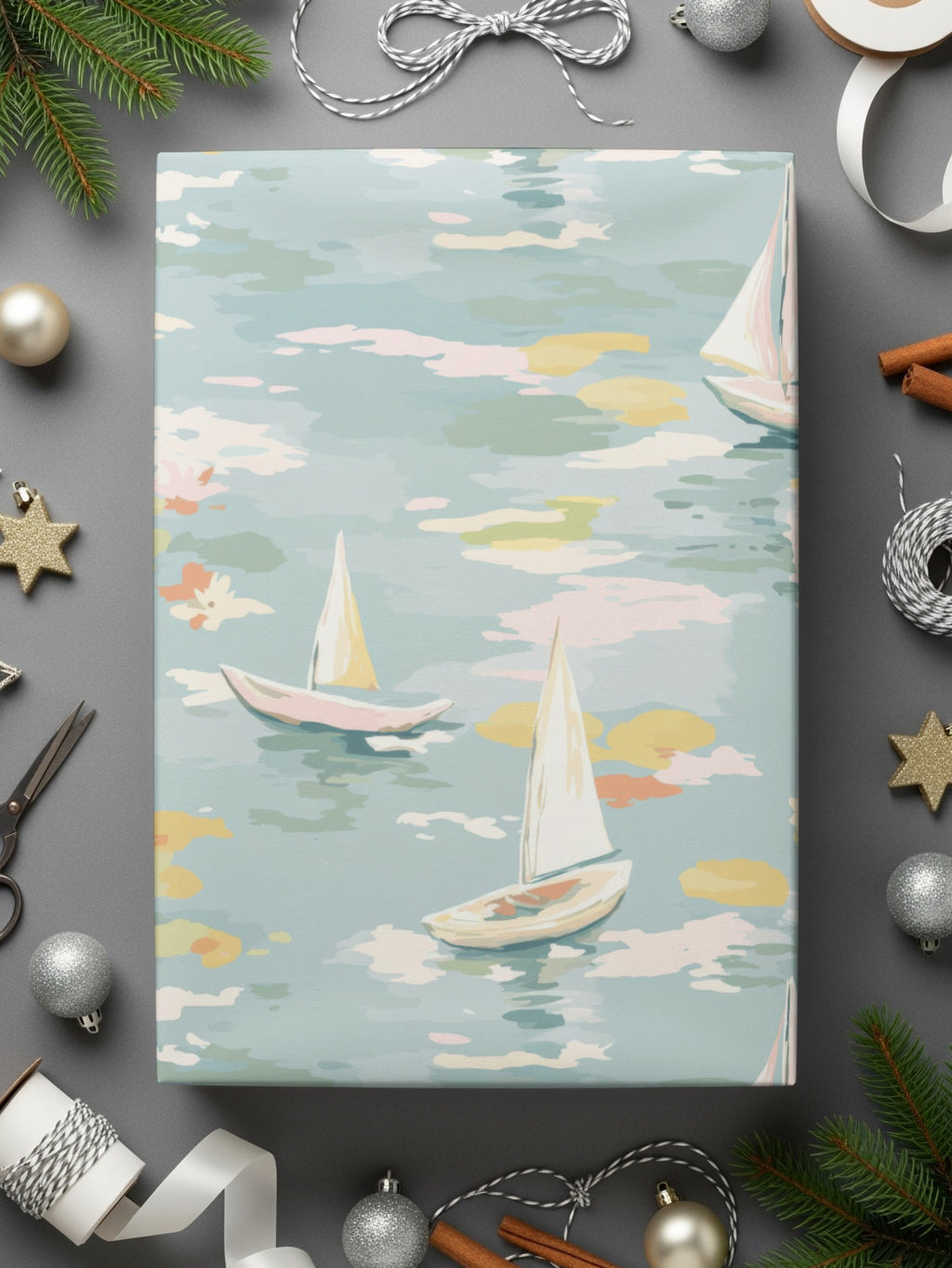 Sailboat Seamless Pattern, Digital Paper, Nautical Theme, Pastel Colors, Summer Vibes, Scrapbooking, Fabric Design, Digital Download - Moore and Mountain