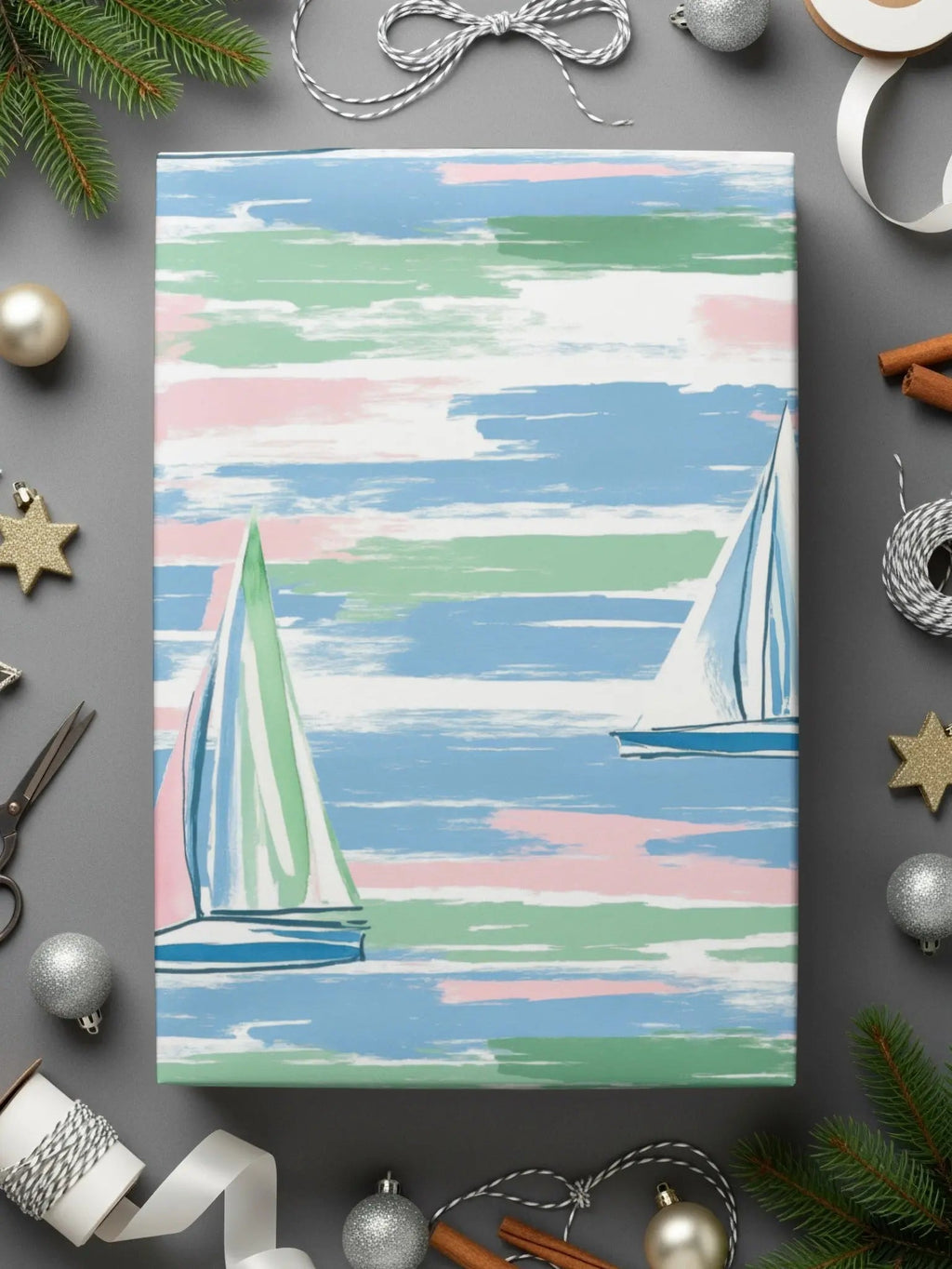 Sailboat Seamless Pattern, Digital Paper, Nautical Theme, Scrapbook Paper, 12x12 JPEG Files, Digital Download - Moore and Mountain