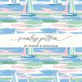 Sailboat Seamless Pattern, Digital Paper, Nautical Theme, Scrapbook Paper, 12x12 JPEG Files, Digital Download - Moore and Mountain