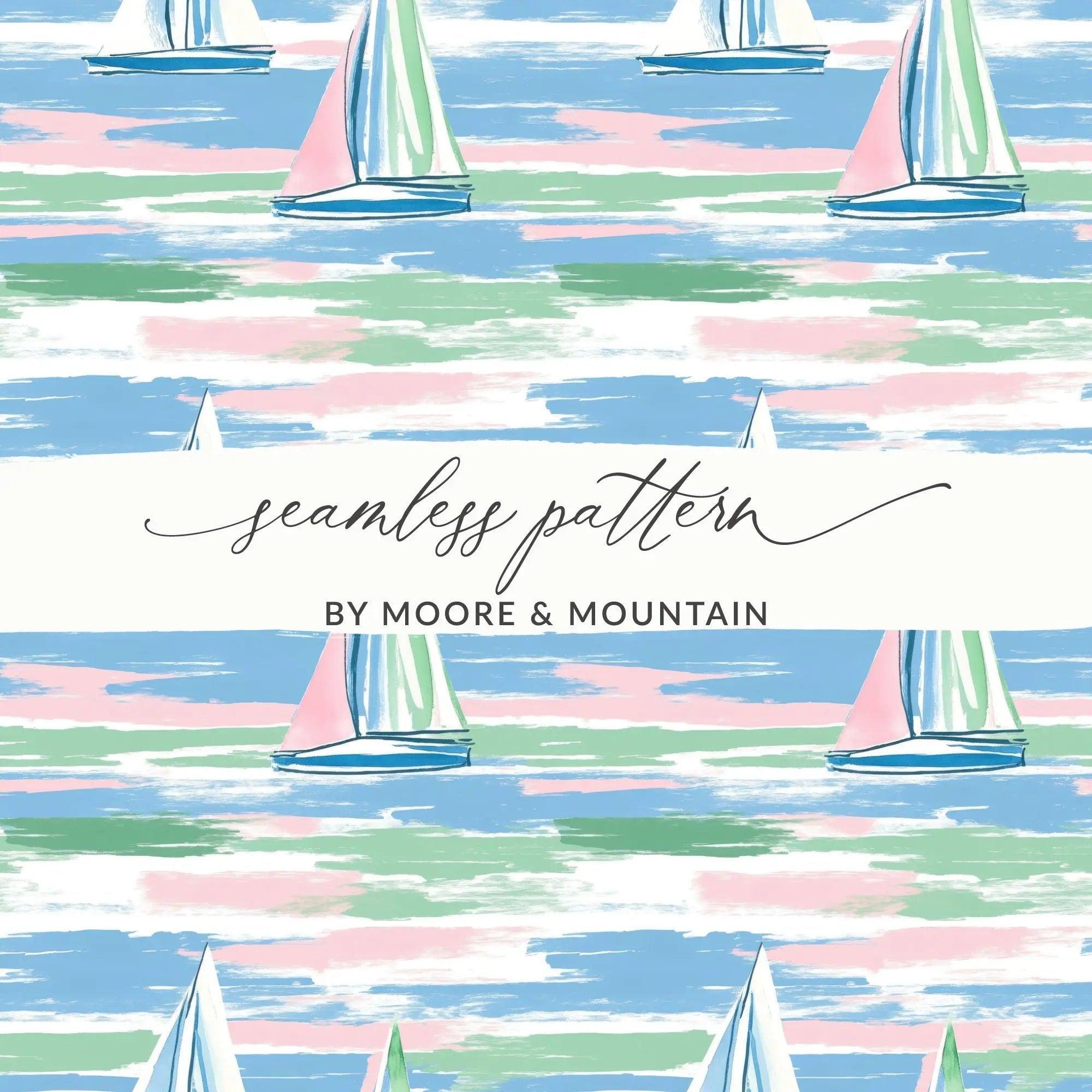 Sailboat Seamless Pattern, Digital Paper, Nautical Theme, Scrapbook Paper, 12x12 JPEG Files, Digital Download - Moore and Mountain