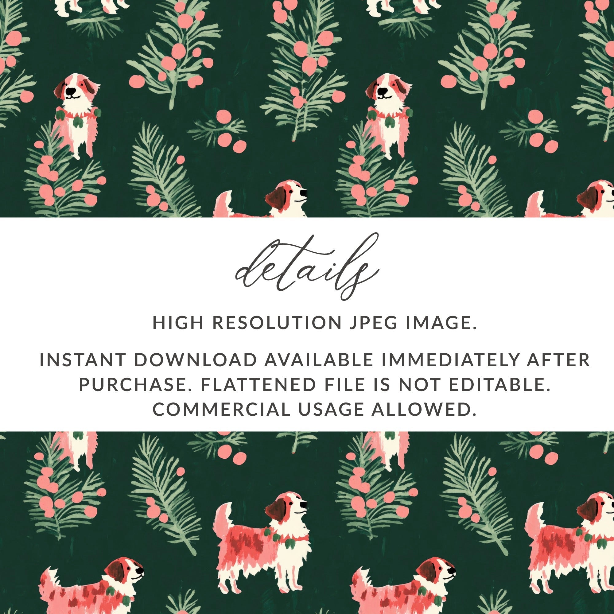 Saint Bernard Dog Digital Paper, Christmas Pattern, Seamless Pattern, Pet Lover Gift, Cute Puppy Pattern, Festive Design, Digital Download - Moore and Mountain