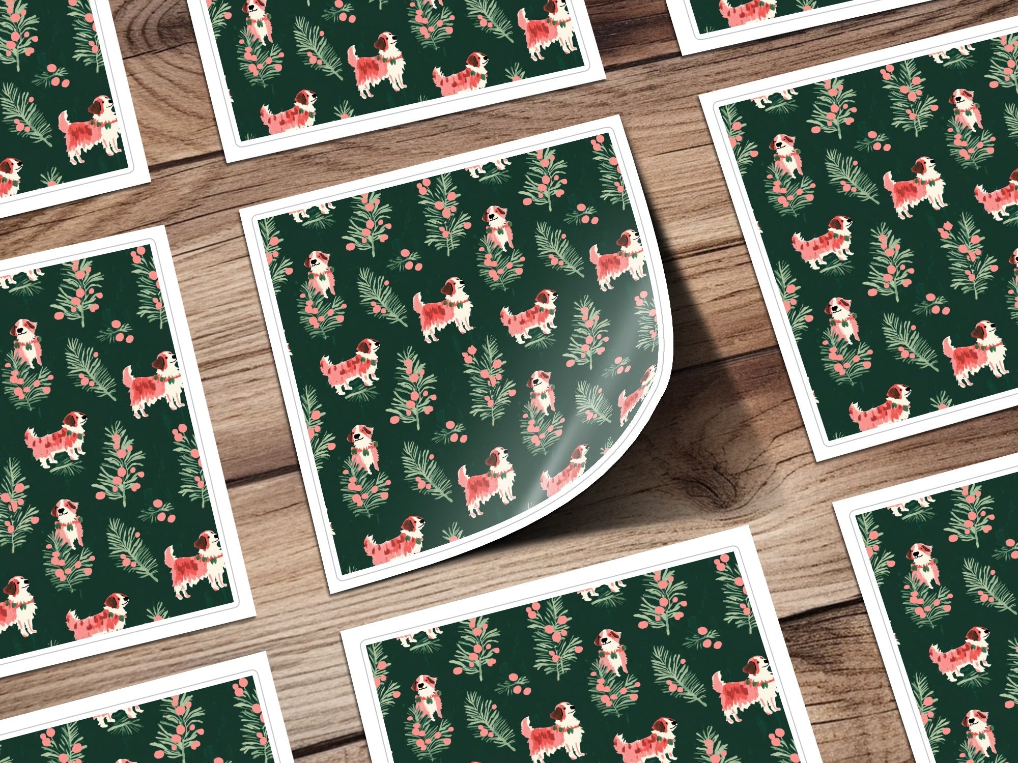 Saint Bernard Dog Digital Paper, Christmas Pattern, Seamless Pattern, Pet Lover Gift, Cute Puppy Pattern, Festive Design, Digital Download - Moore and Mountain