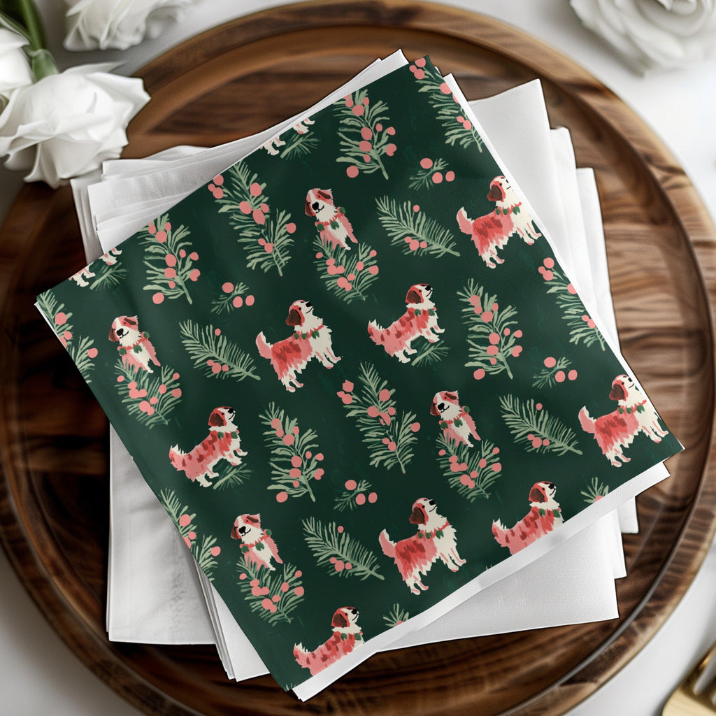 Saint Bernard Dog Digital Paper, Christmas Pattern, Seamless Pattern, Pet Lover Gift, Cute Puppy Pattern, Festive Design, Digital Download - Moore and Mountain