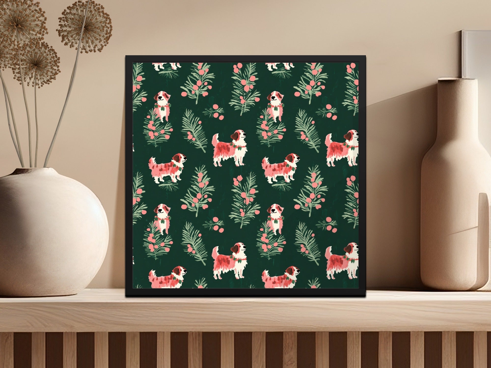 Saint Bernard Dog Digital Paper, Christmas Pattern, Seamless Pattern, Pet Lover Gift, Cute Puppy Pattern, Festive Design, Digital Download - Moore and Mountain