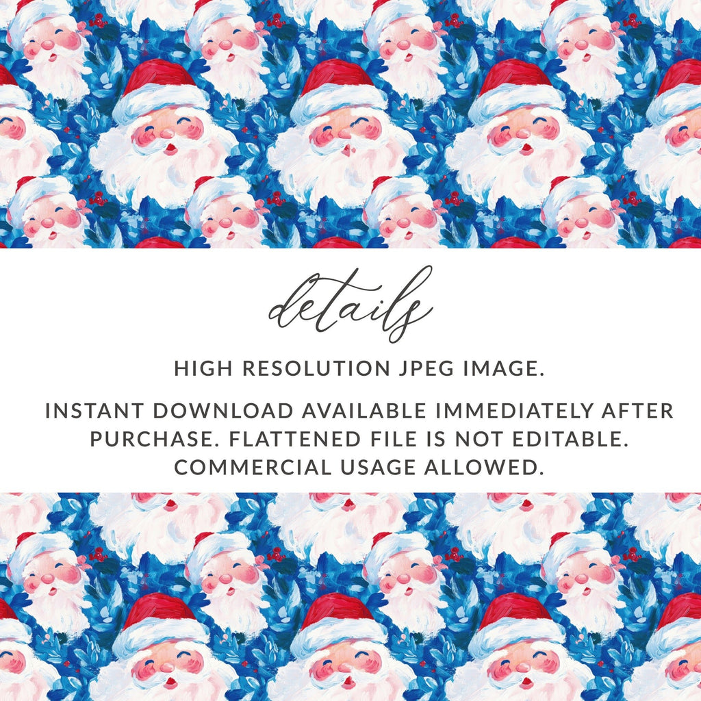 Santa Claus Pattern Digital, Christmas Digital Paper, Holiday Seamless Pattern, Festive Fabric Design, Seasonal Printable Art, Scrapbook - Moore and Mountain
