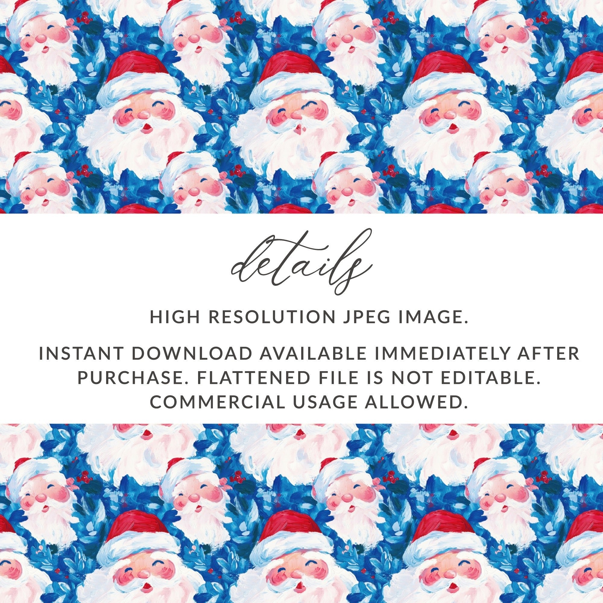 Santa Claus Pattern Digital, Christmas Digital Paper, Holiday Seamless Pattern, Festive Fabric Design, Seasonal Printable Art, Scrapbook - Moore and Mountain