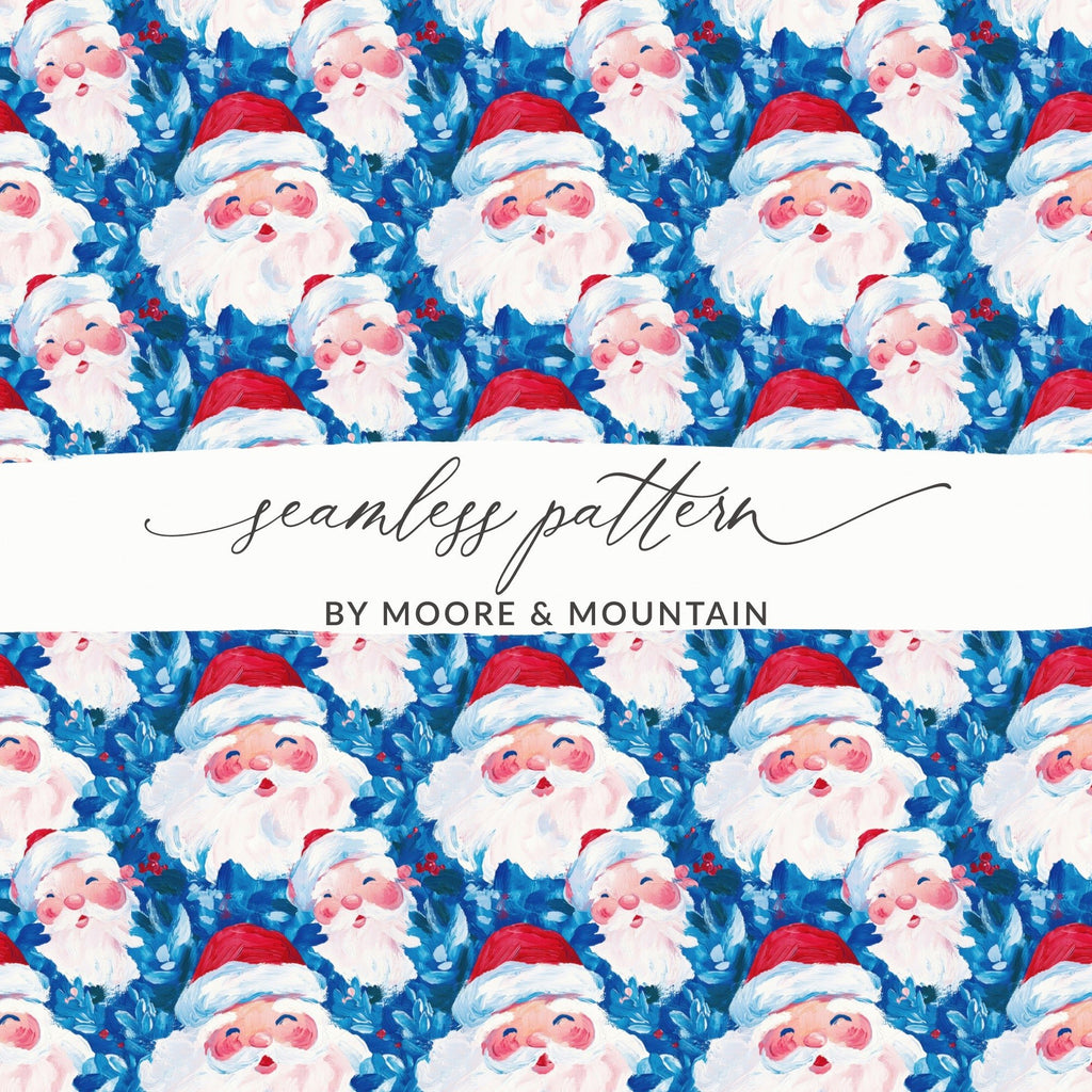 Santa Claus Pattern Digital, Christmas Digital Paper, Holiday Seamless Pattern, Festive Fabric Design, Seasonal Printable Art, Scrapbook - Moore and Mountain
