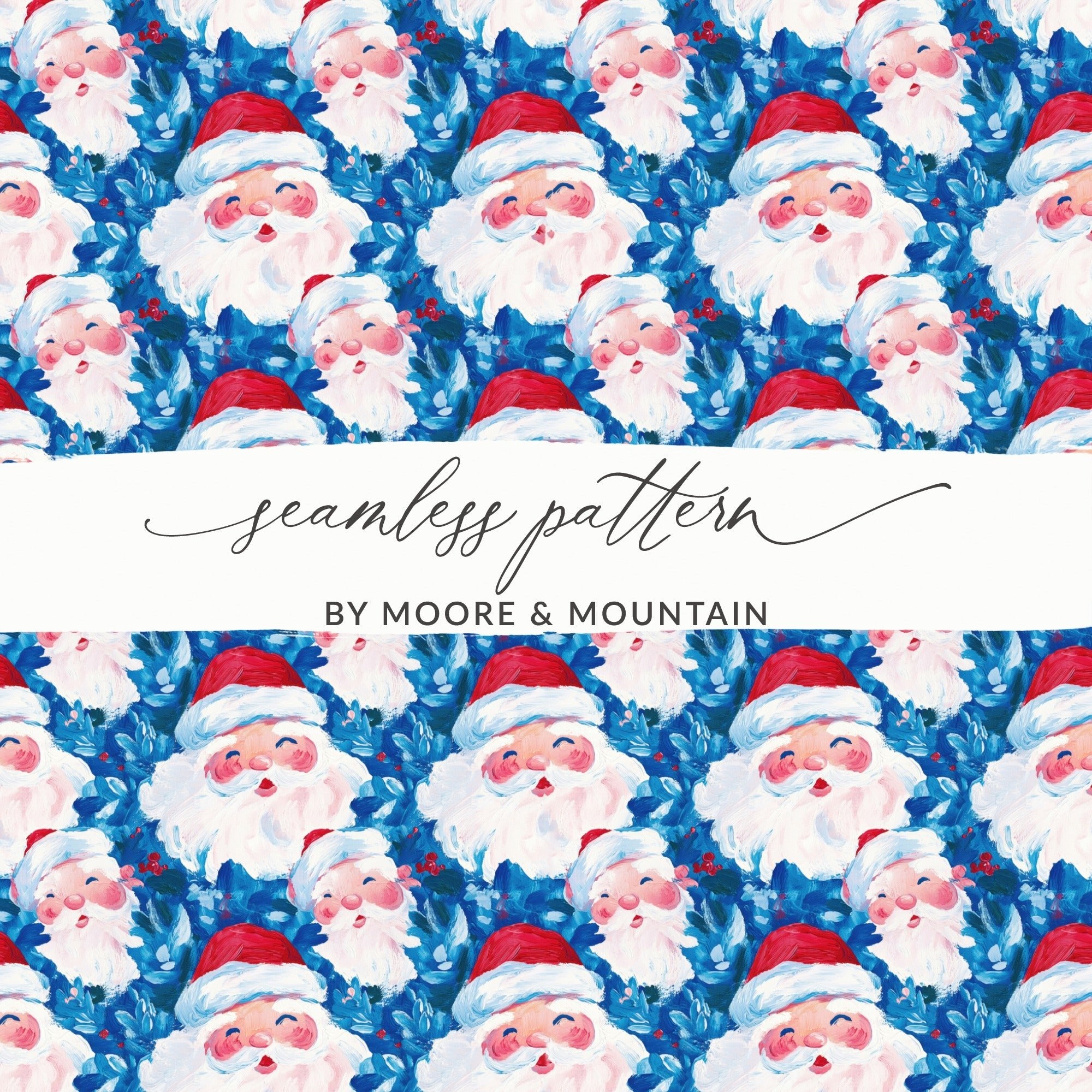 Santa Claus Pattern Digital, Christmas Digital Paper, Holiday Seamless Pattern, Festive Fabric Design, Seasonal Printable Art, Scrapbook - Moore and Mountain