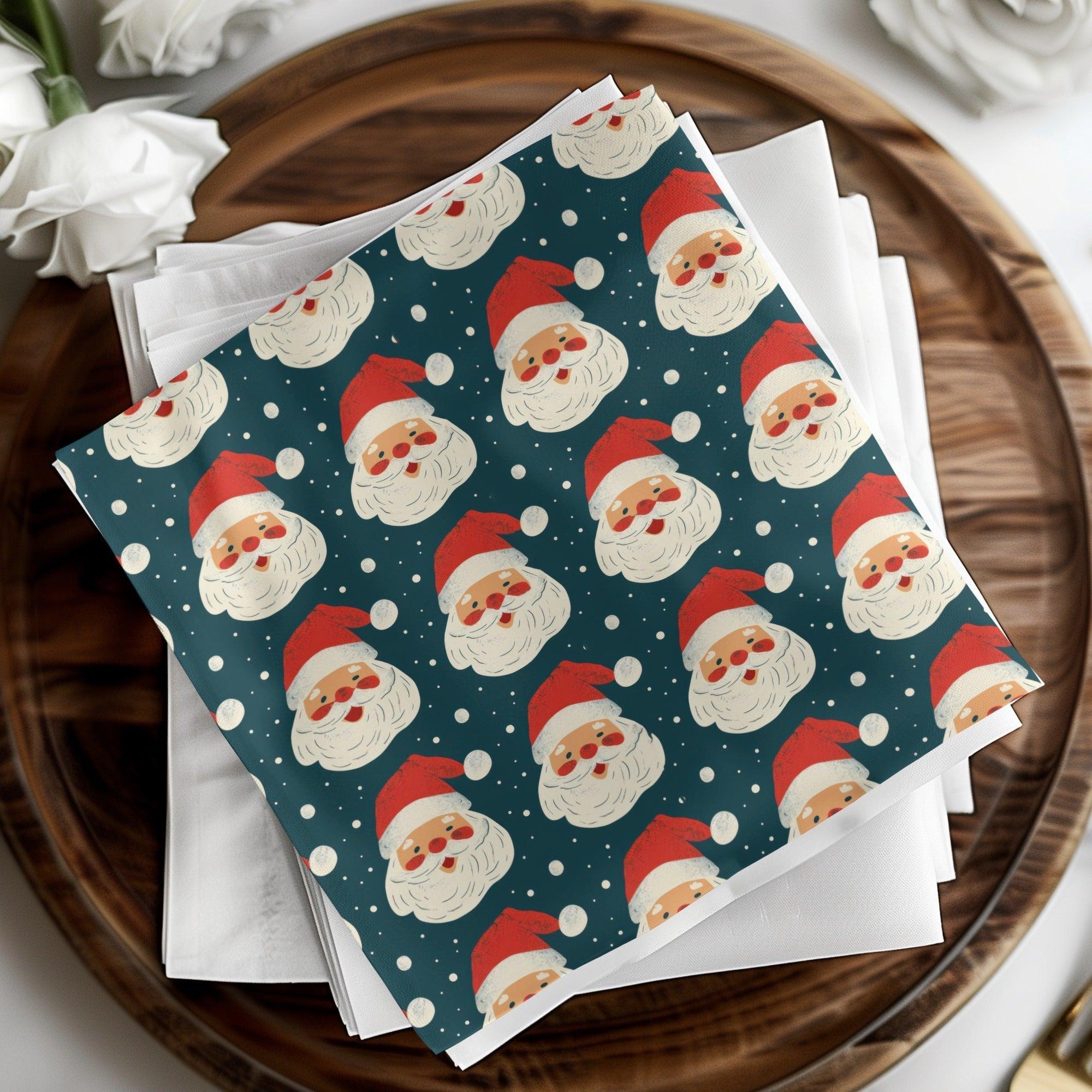 Santa Claus Seamless Pattern Digital Paper, Christmas Vector JPEG Files, Holiday Scrapbook Paper, Festive Fabric Design, Digital Download - Moore and Mountain