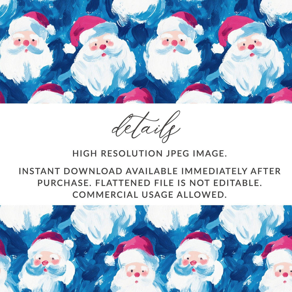 Santa Seamless Pattern, Christmas Digital Paper, Holiday Background, Festive Surface Design, Painting Style Digital Download - Moore and Mountain