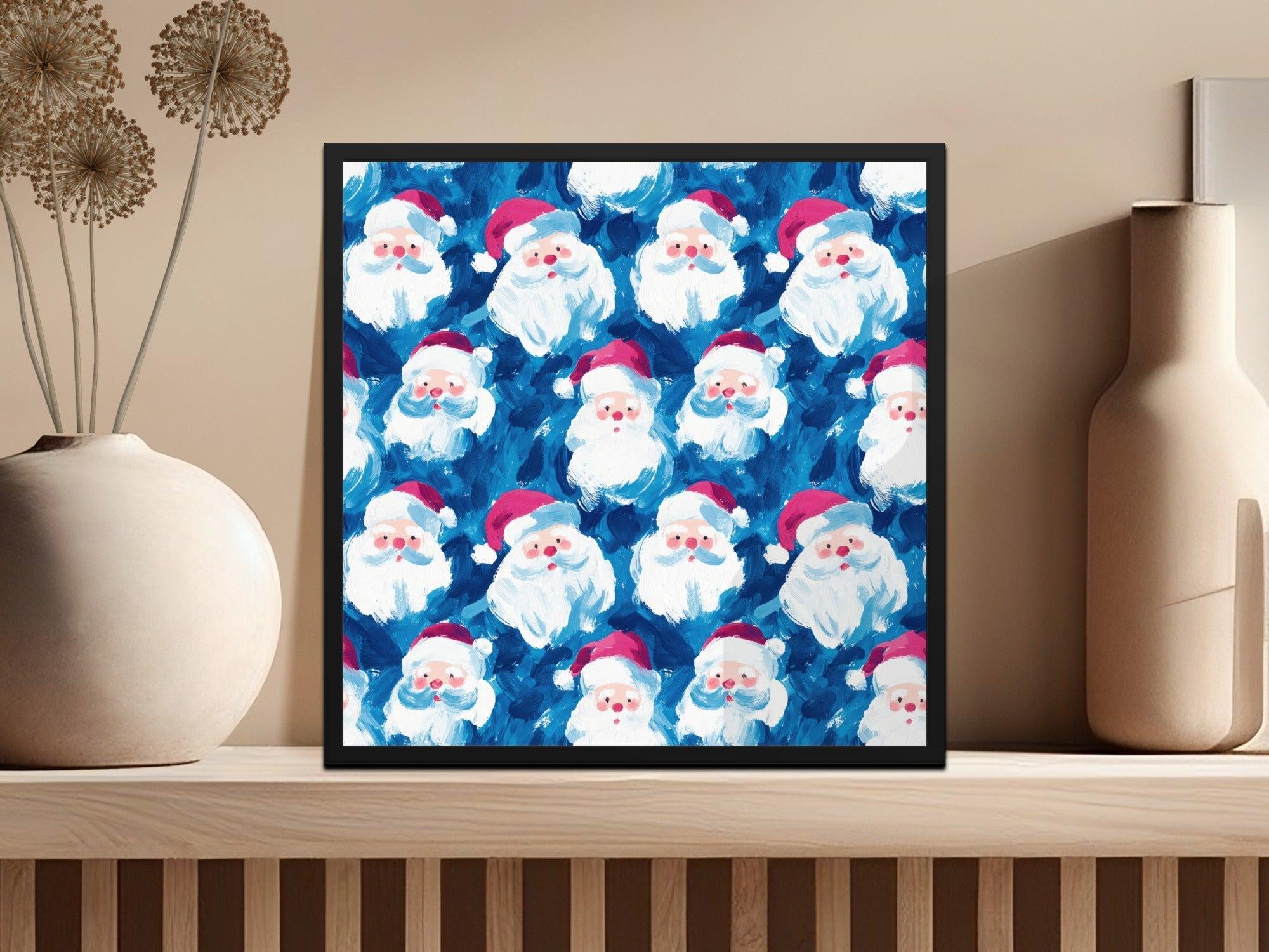 Santa Seamless Pattern, Christmas Digital Paper, Holiday Background, Festive Surface Design, Painting Style Digital Download - Moore and Mountain