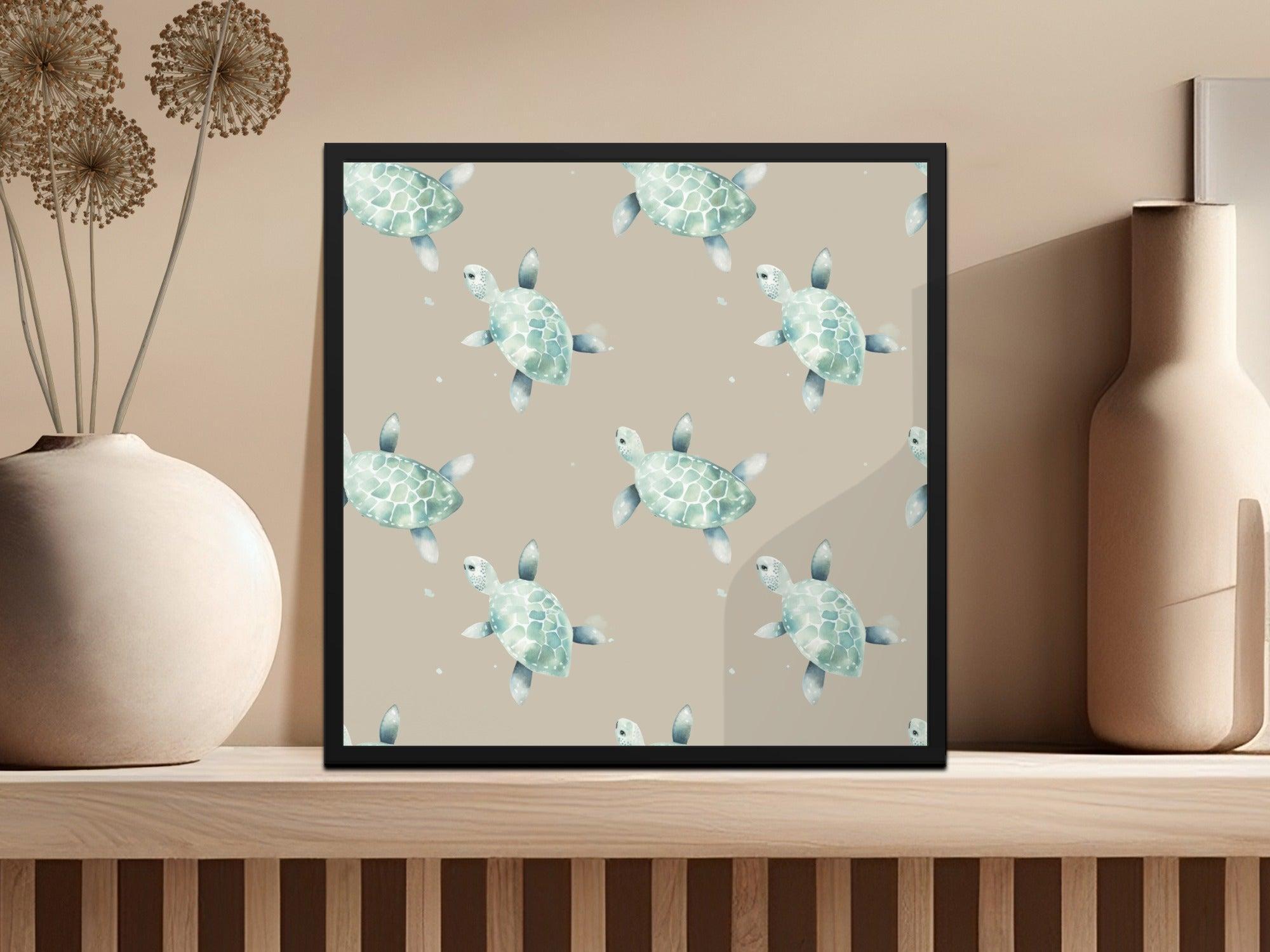 Sea Turtle Seamless Pattern Digital Paper, Ocean Animals Pattern, Nursery Decor, Marine Life Print, Reptile Pattern, Digital Download - Moore and Mountain