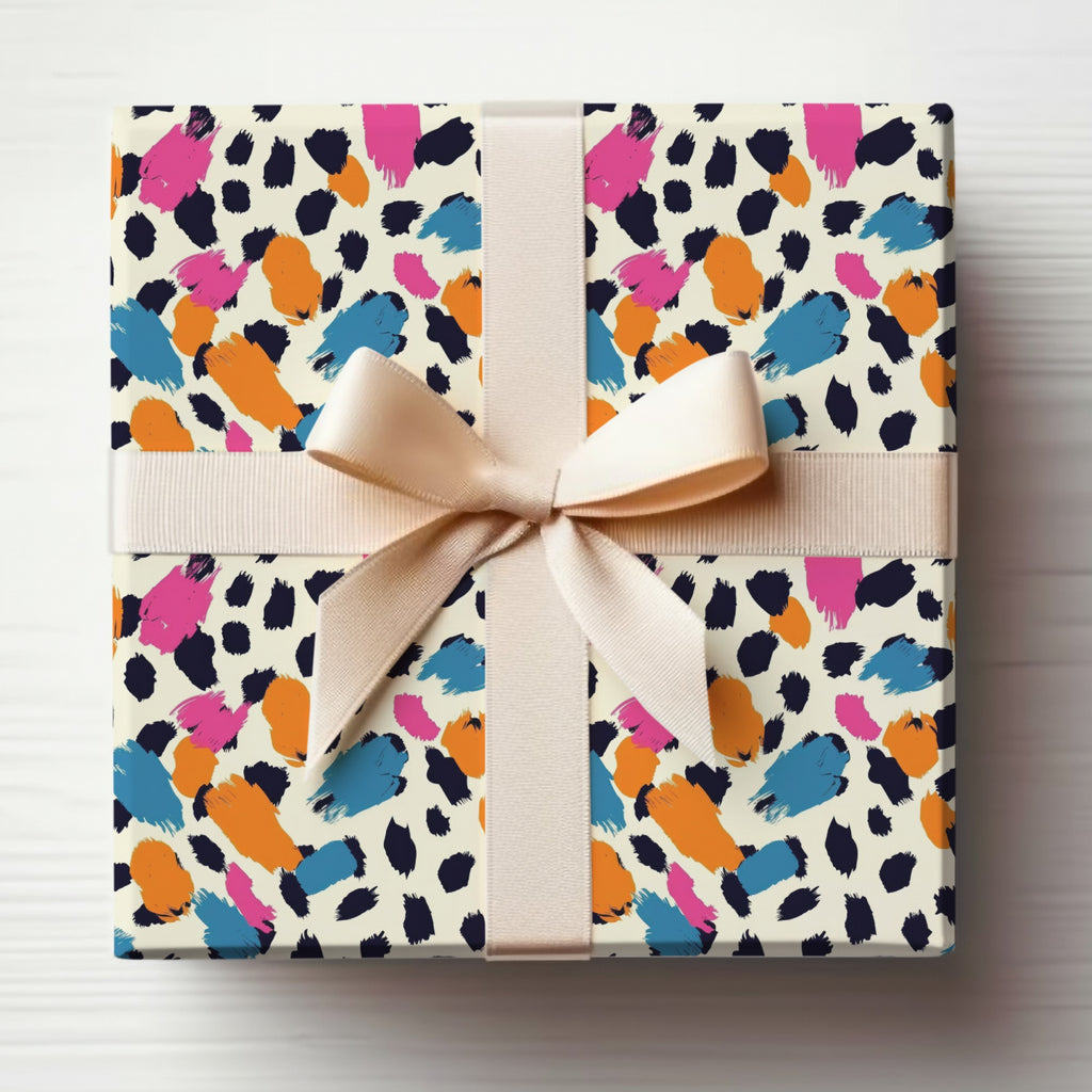 Colorful Abstract Pattern Gift Wrap with Bow