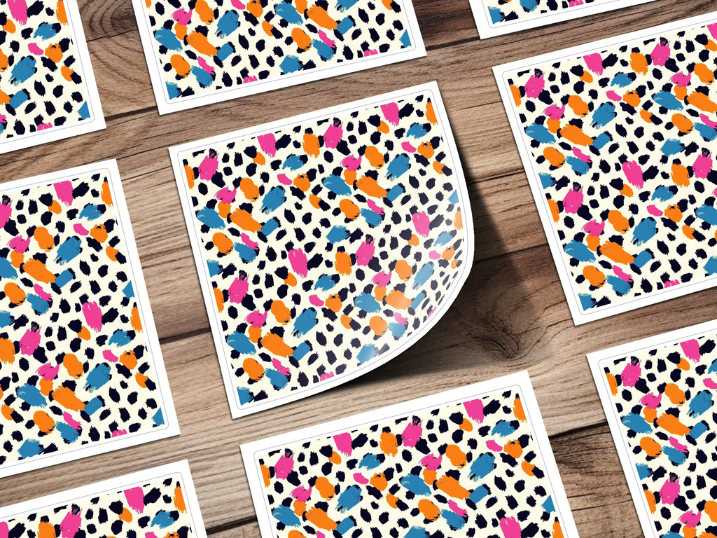 Bright Multicolor Abstract Leopard Print Sticker Sheet