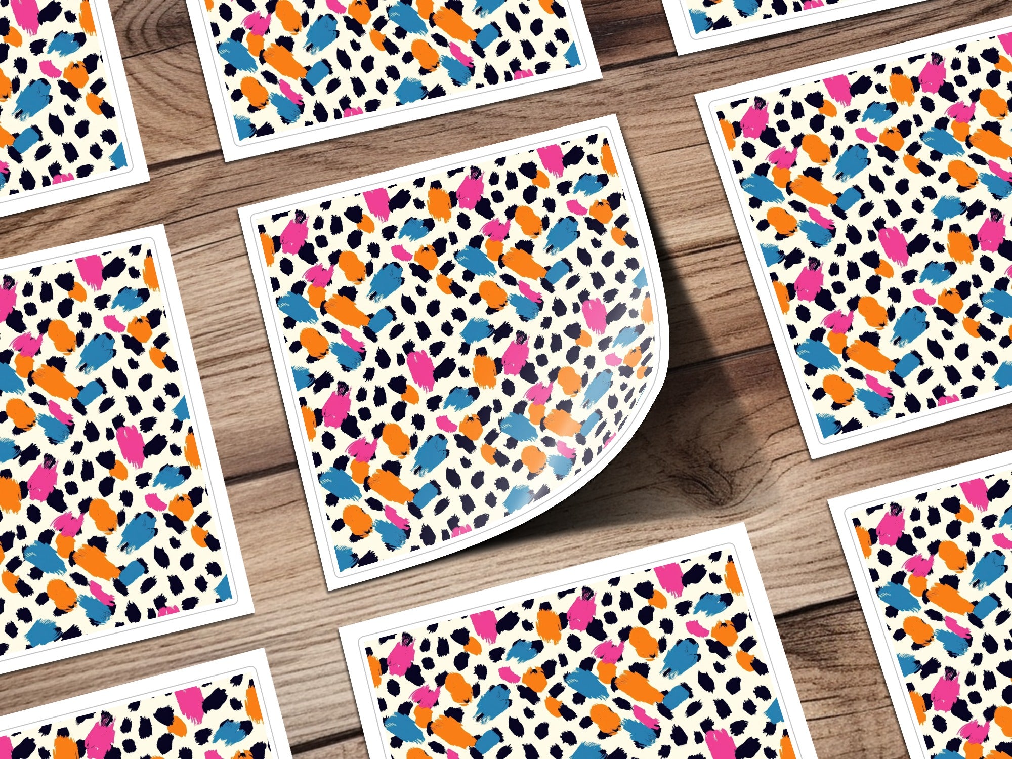 Bright Multicolor Abstract Leopard Print Sticker Sheet