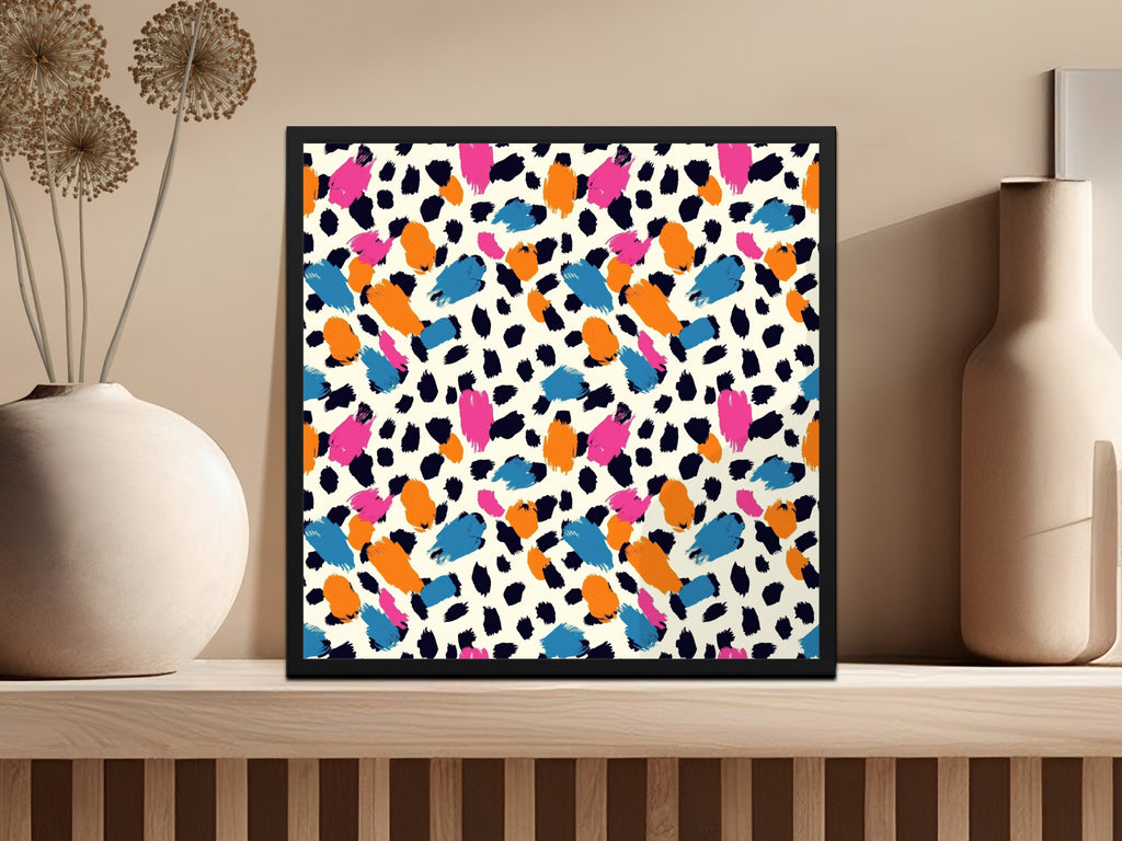 Colorful Abstract Brush Strokes and Dots on Frame Product