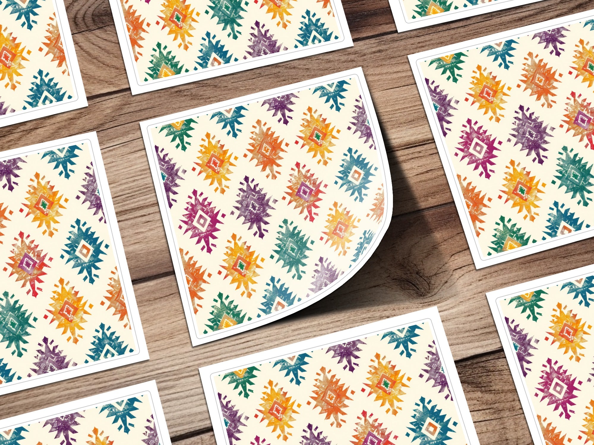 Colorful Geometric Tribal Pattern Design Sticker Sheet