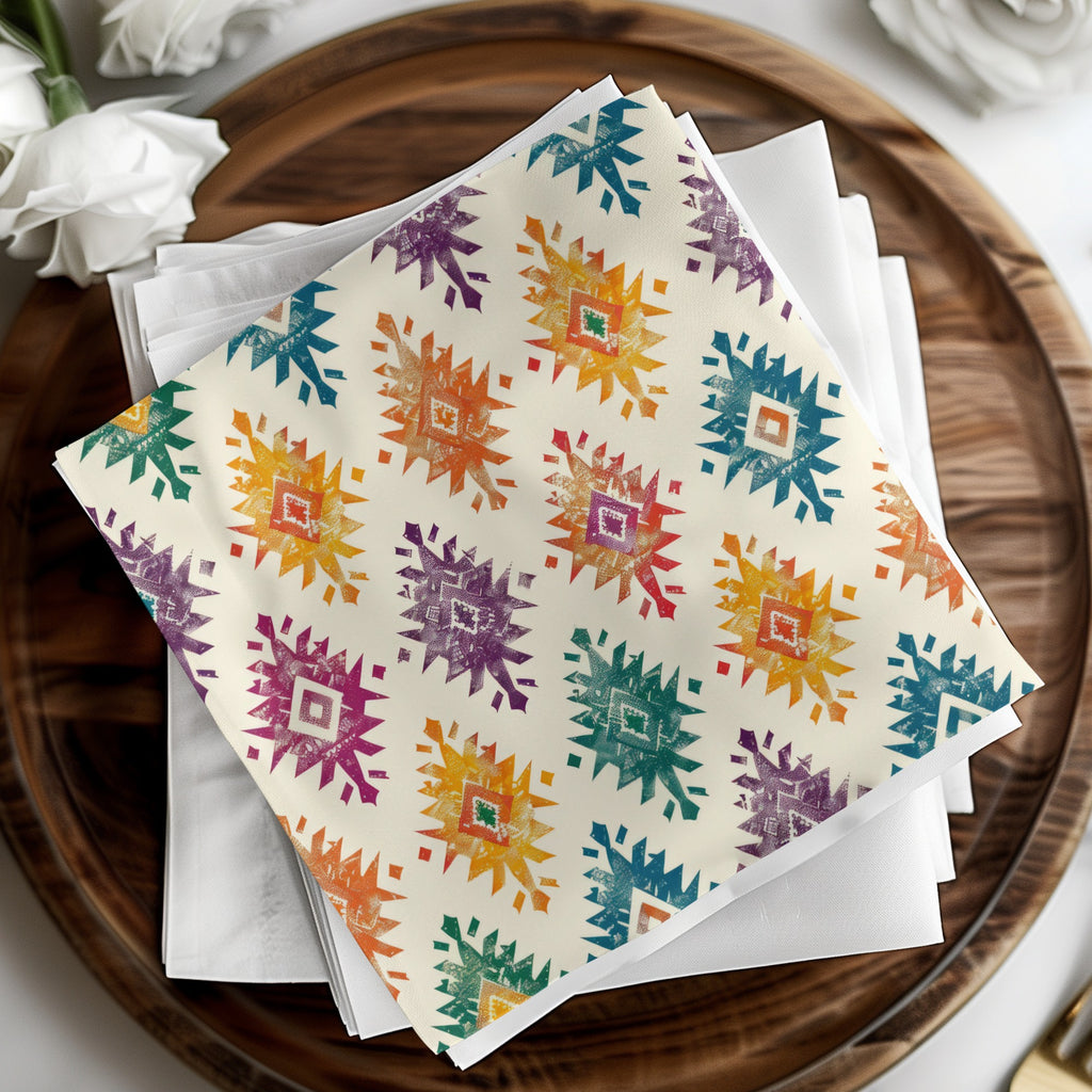 Colorful Geometric Patterned Paper Napkin Set