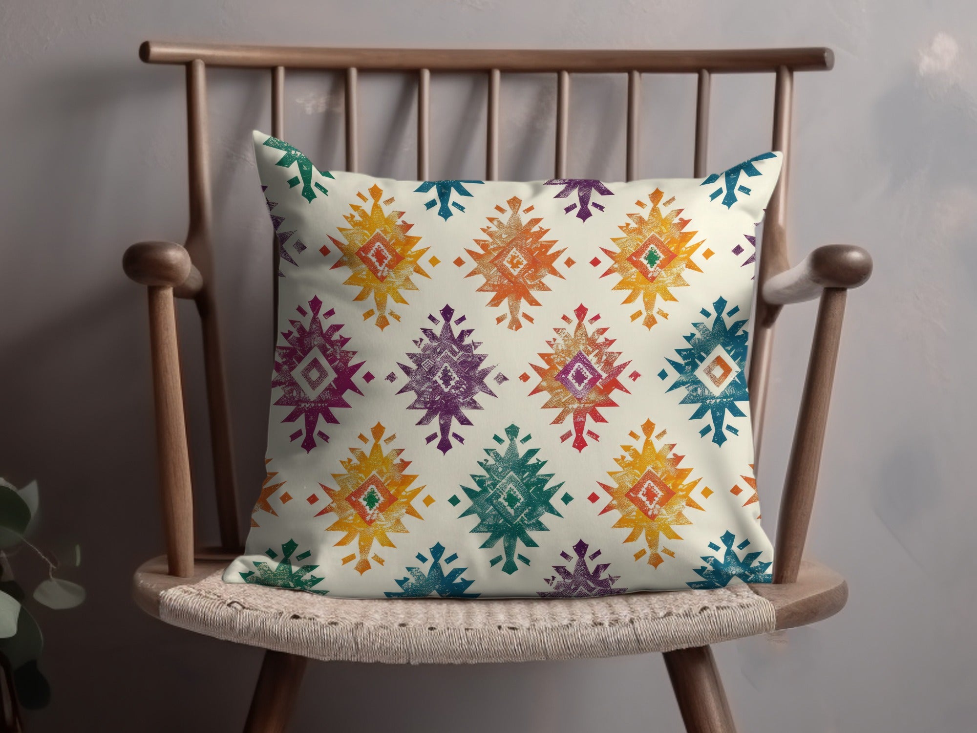 Vibrant Geometric Patterned Cushion for Home Decor
