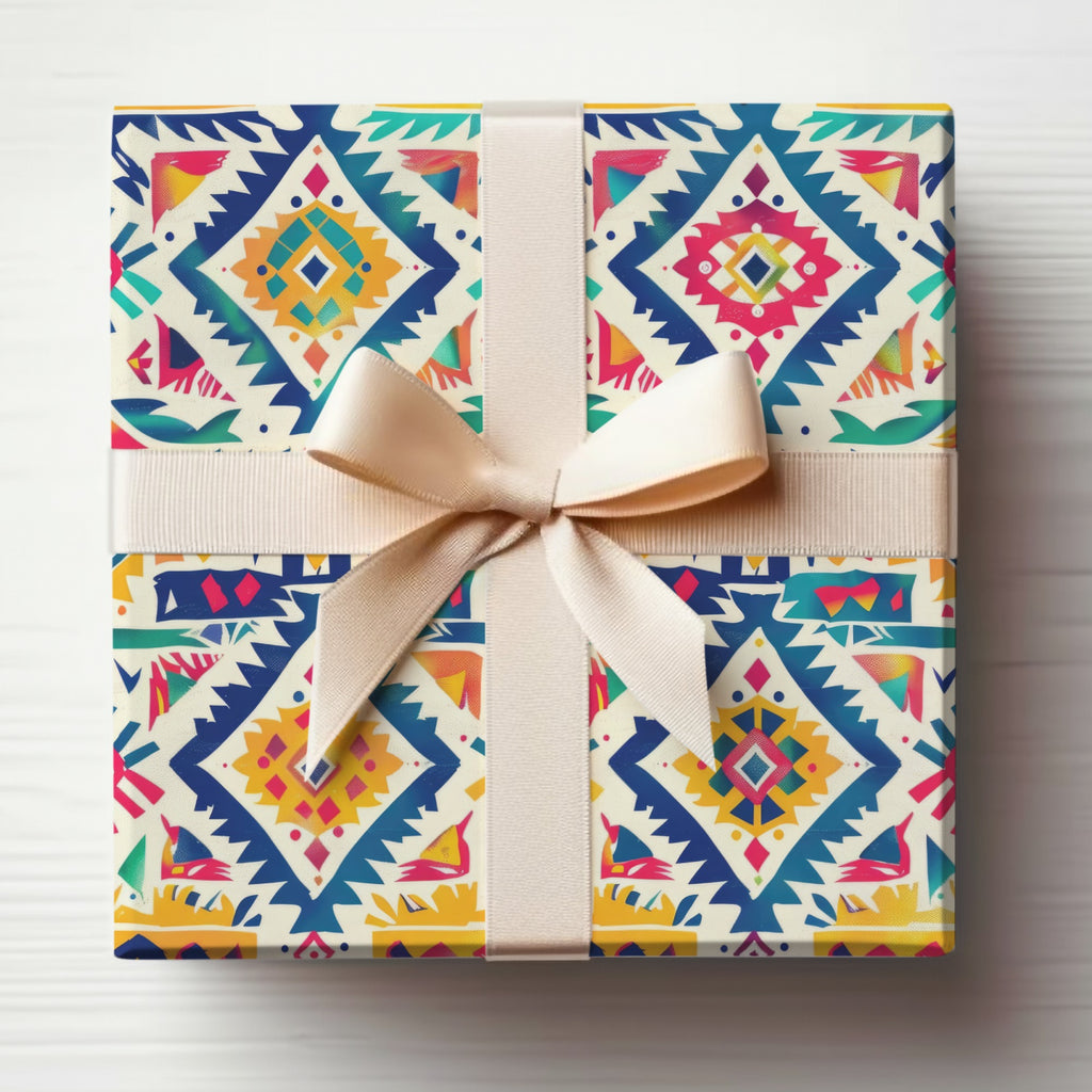 Colorful Geometric Pattern Gift Wrap with Bow