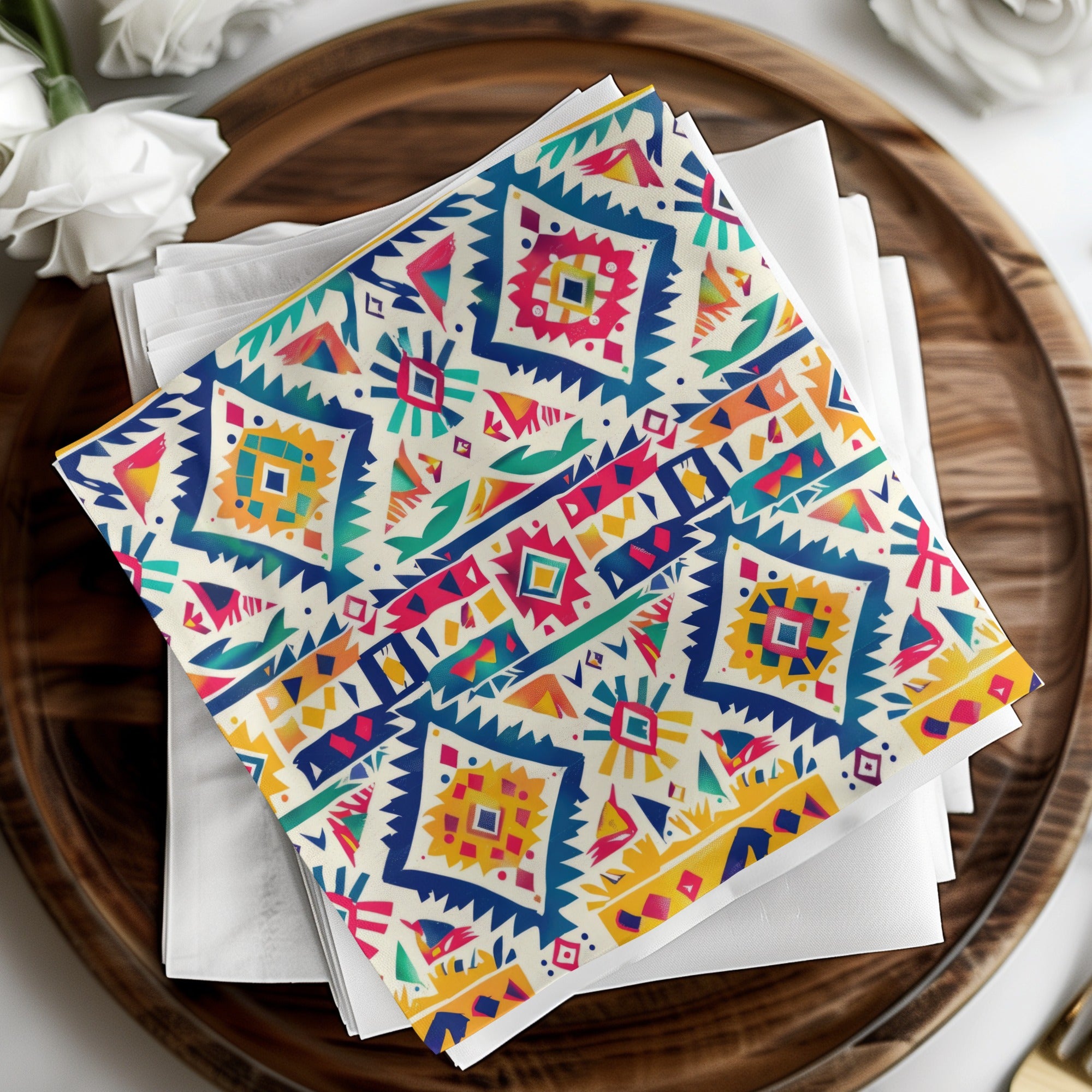 Vibrant Geometric Pattern Decorative Napkins Product