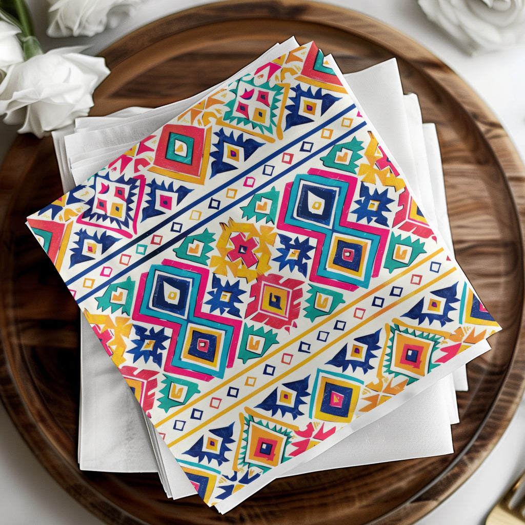Vibrant Geometric Pattern Party Napkins for Events