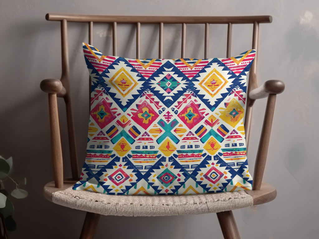 Vibrant Geometric Patterned Pillow for Home Decor