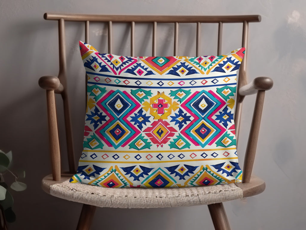 Vibrant Geometric Pattern Throw Pillow for Home Decor