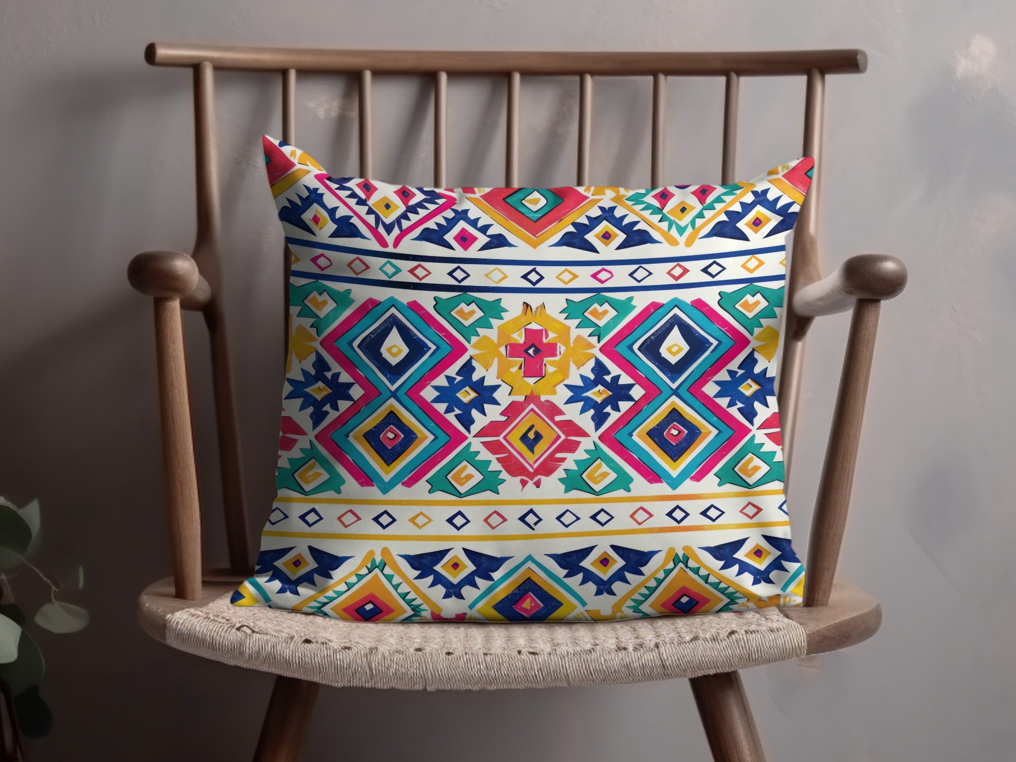 Vibrant Geometric Pattern Throw Pillow for Home Decor