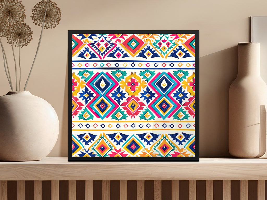 Vibrant Geometric Pattern Decor in Bold Colors framable print