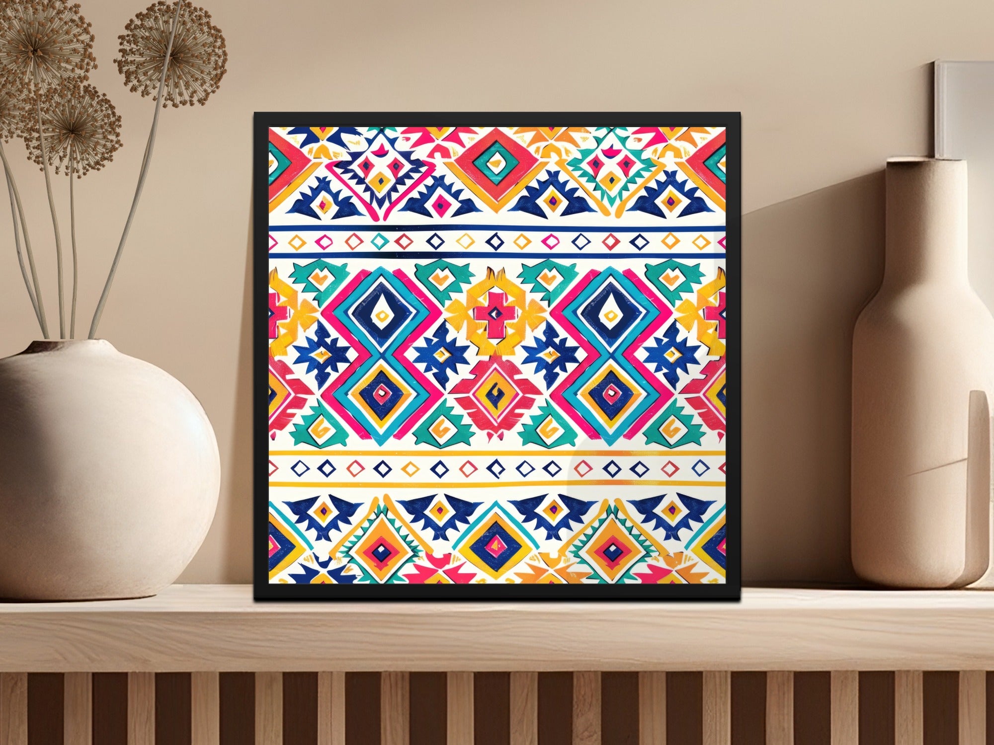 Vibrant Geometric Pattern Decor in Bold Colors framable print
