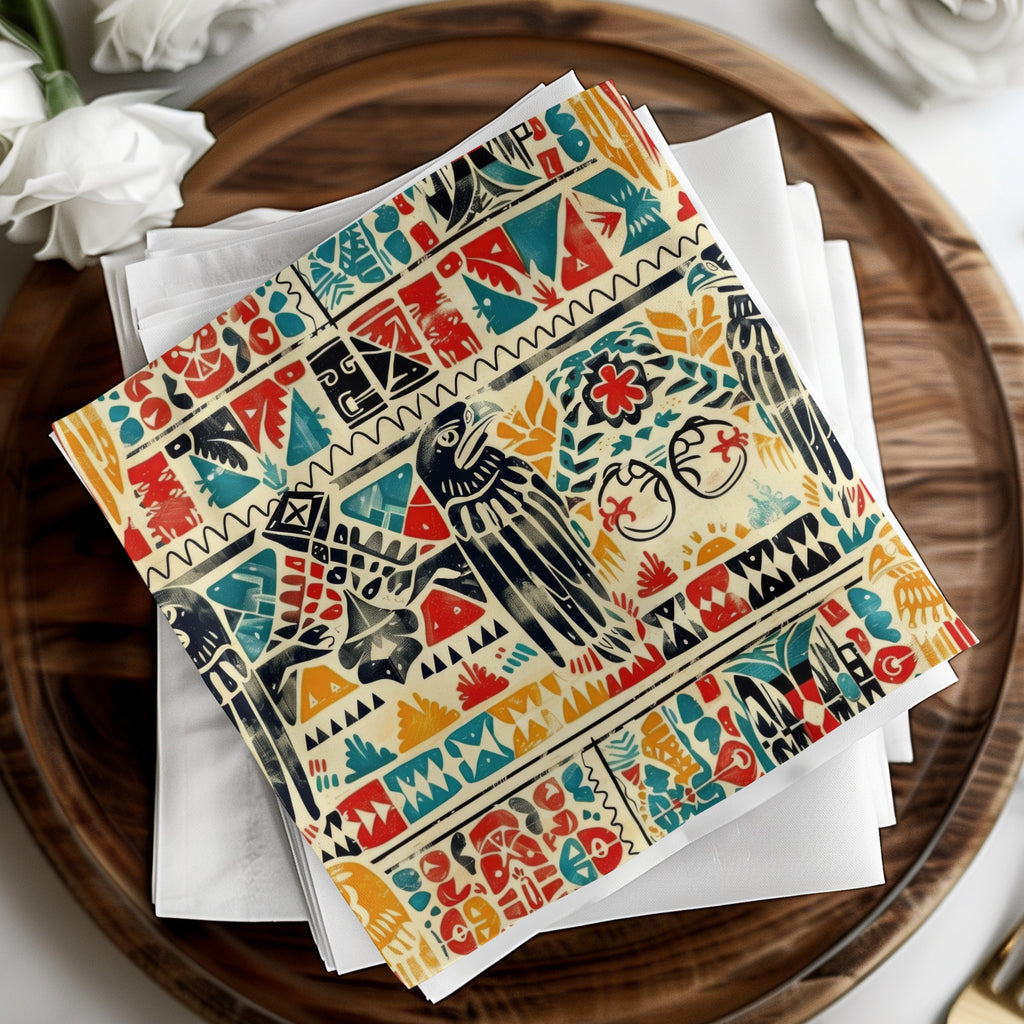 Vibrant Geometric Parrot Design Decorative Napkin Set