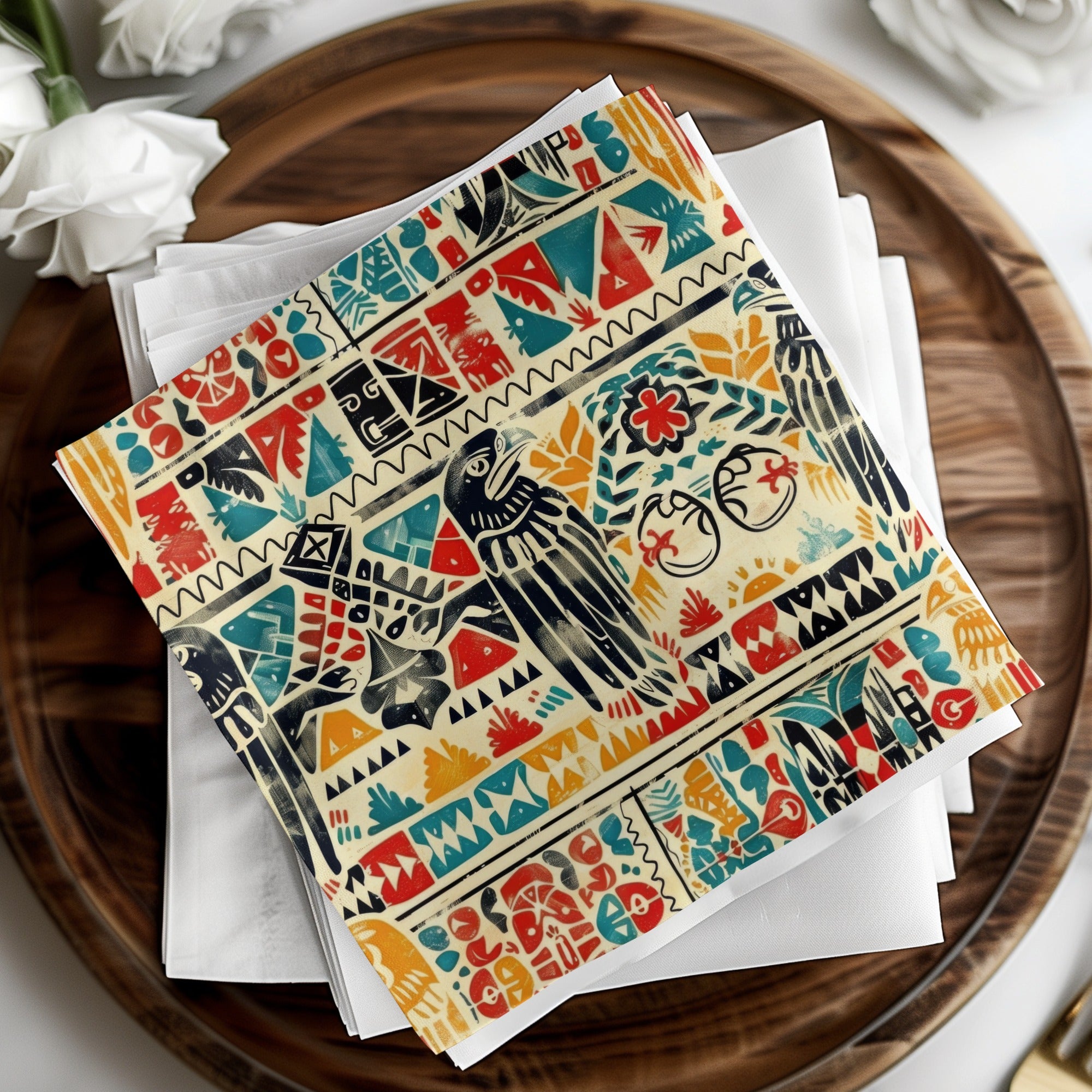 Vibrant Geometric Parrot Design Decorative Napkin Set