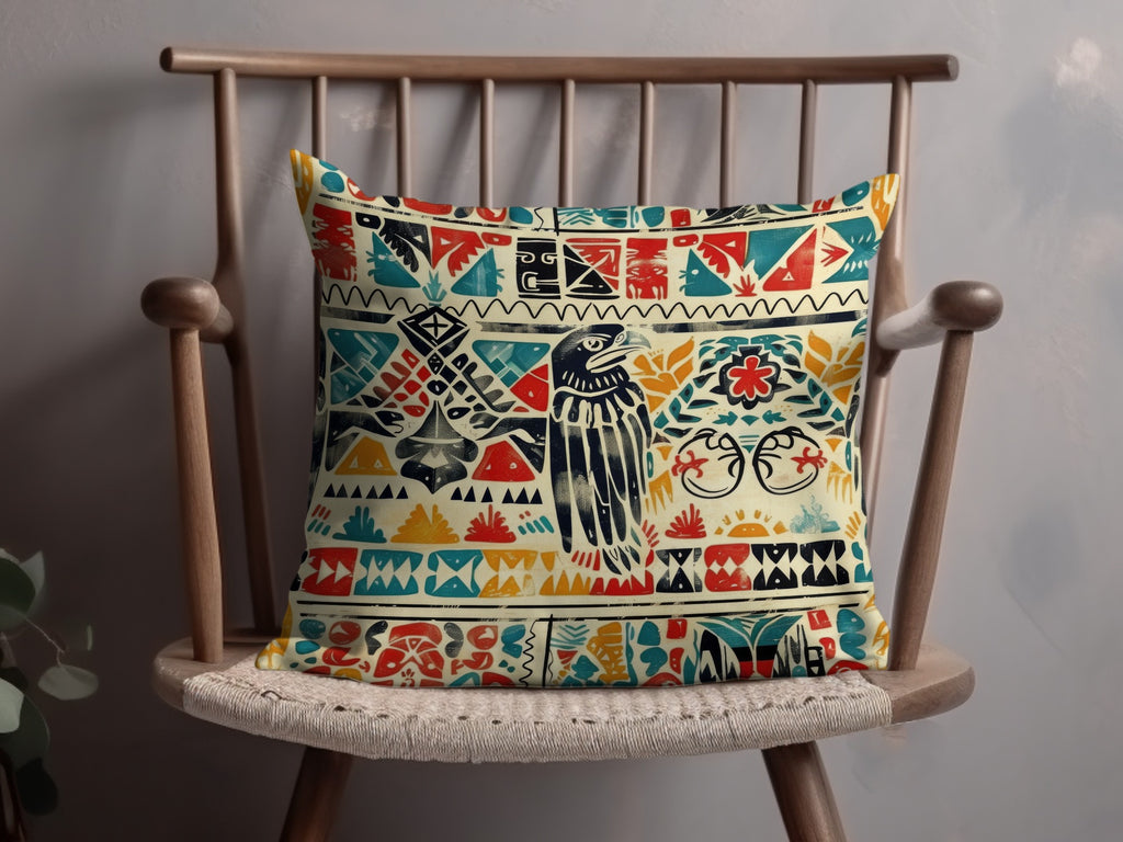 Multicolor Tribal Pattern Throw Pillow Home Decor