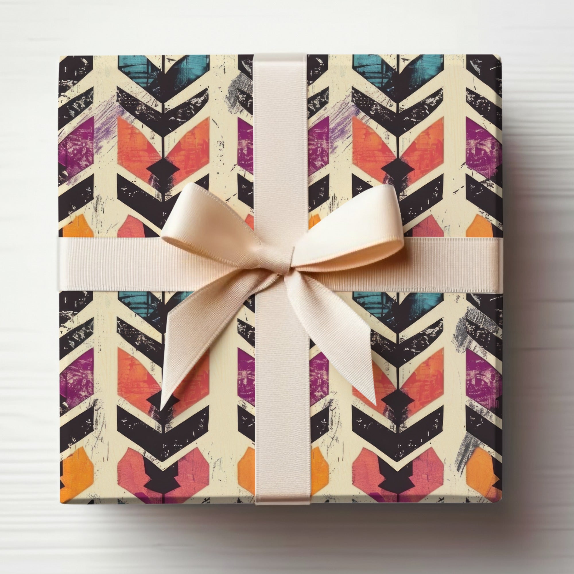 Vibrant Geometric Arrow Pattern Gift Wrap