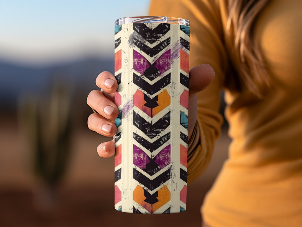 Colorful Geometric Pattern Travel Mug for On-the-Go Use
